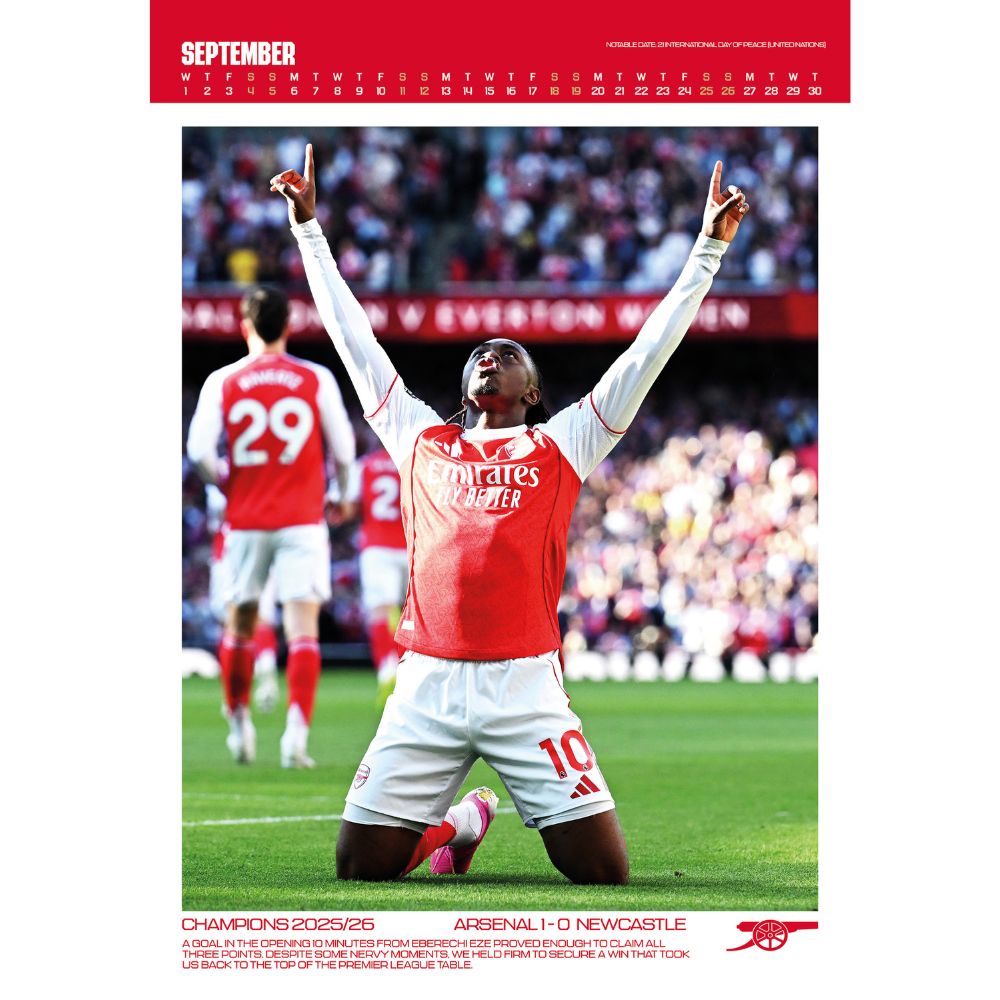 2027 Arsenal FC - A3 Deluxe Wall Calendar - product image 4
