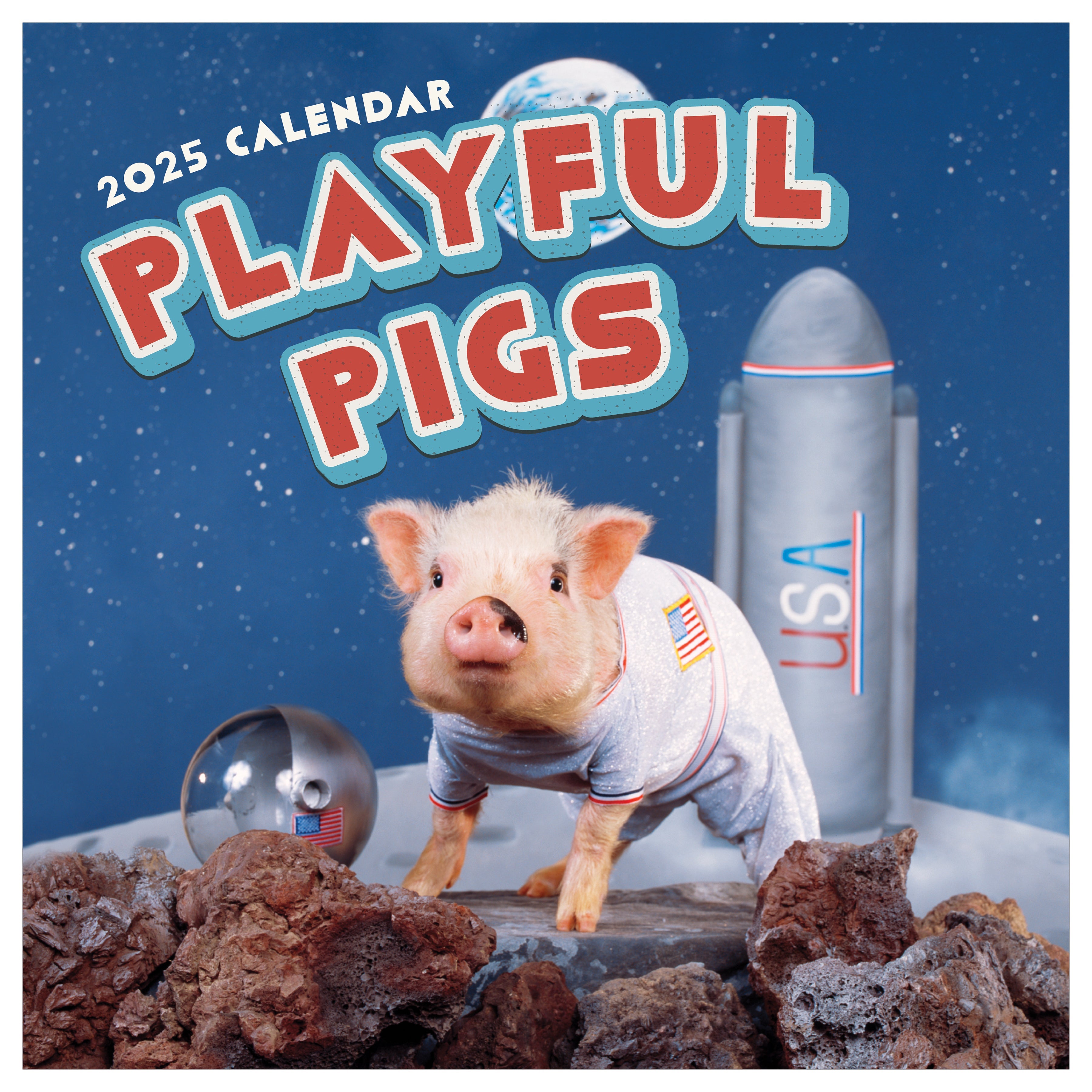 2025 Playful Pigs - Square Wall Calendar