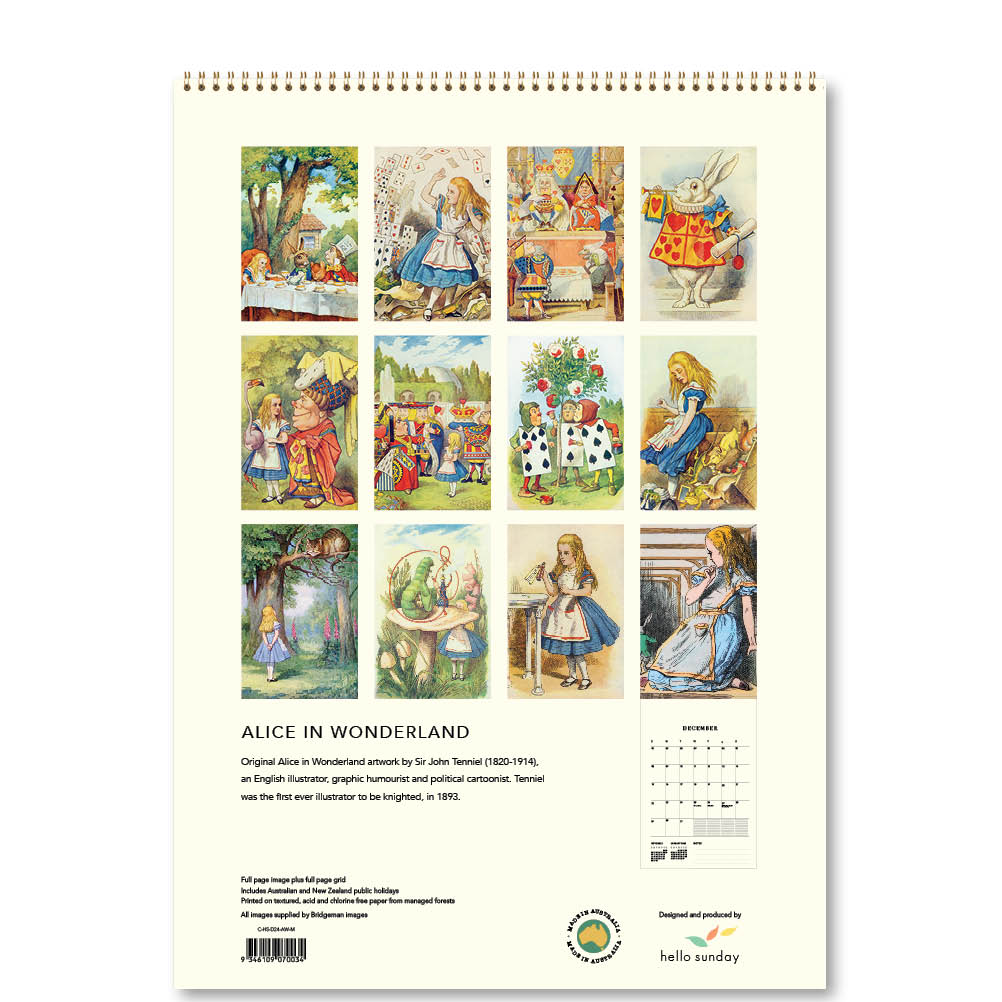 2024 Alice In Wonderland - Deluxe Wall Calendar