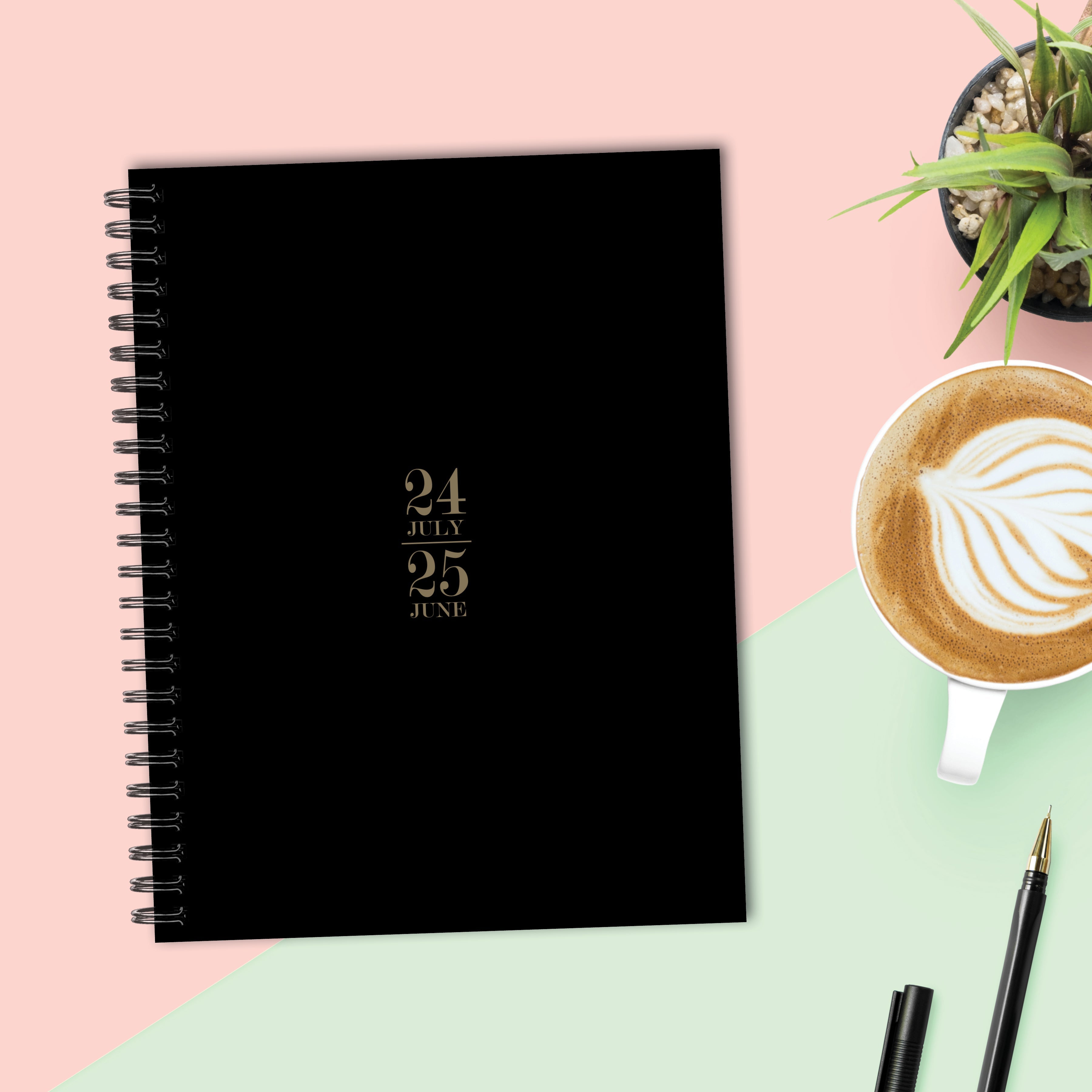 July 2024 - June 2025 Basic Black - Medium Weekly & Monthly Academic Year Diary/Planner  SOLD OUT