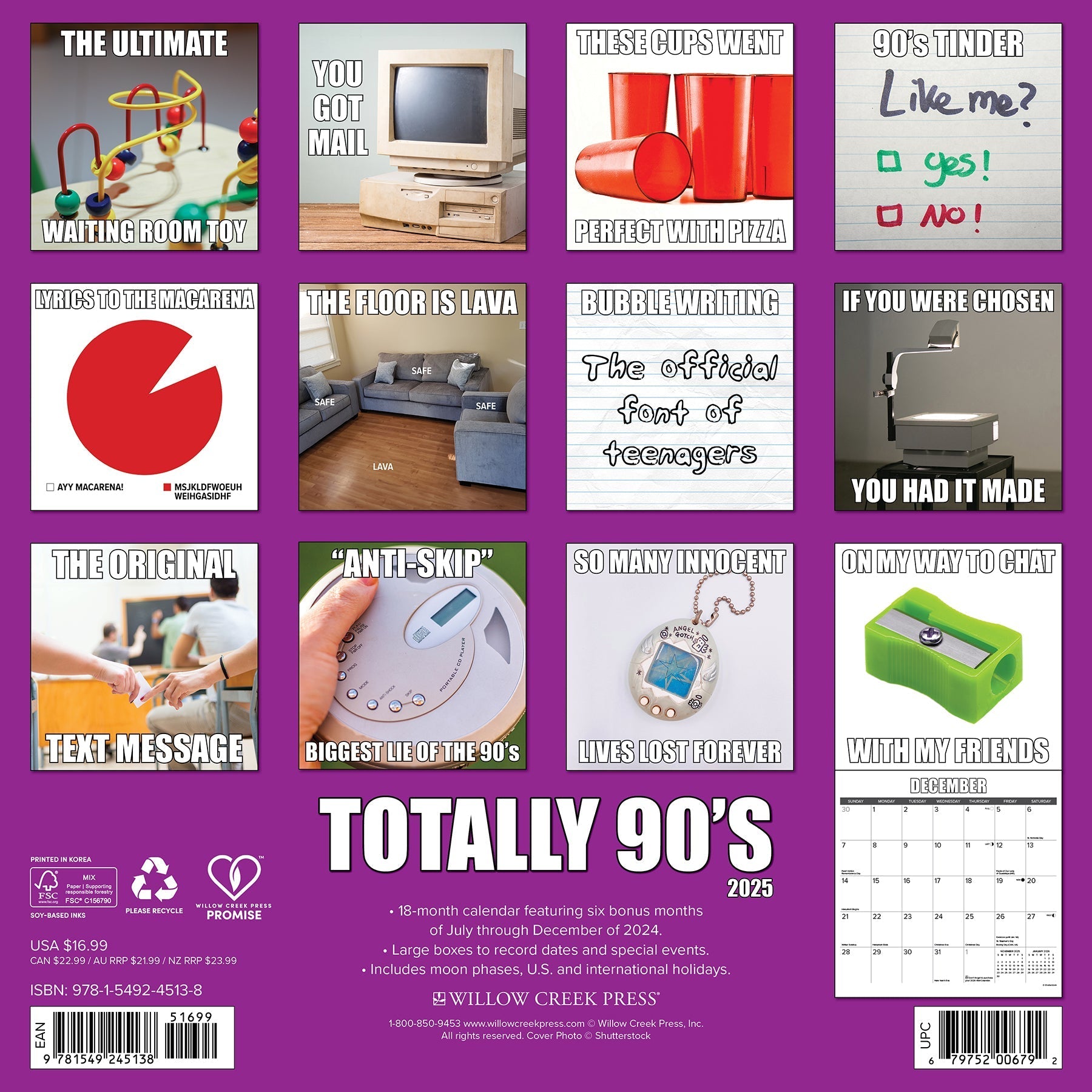 2025 Totally 90s - Square Wall Calendar (US Only)