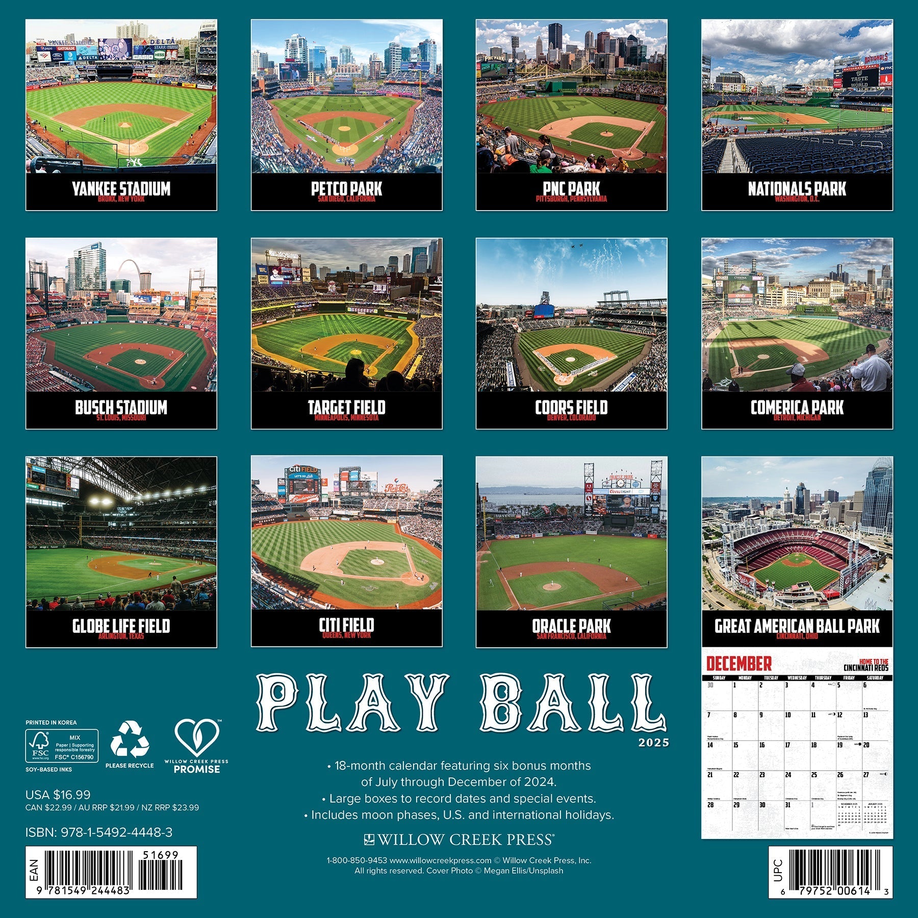 2025 Play Ball - Square Wall Calendar (US Only)