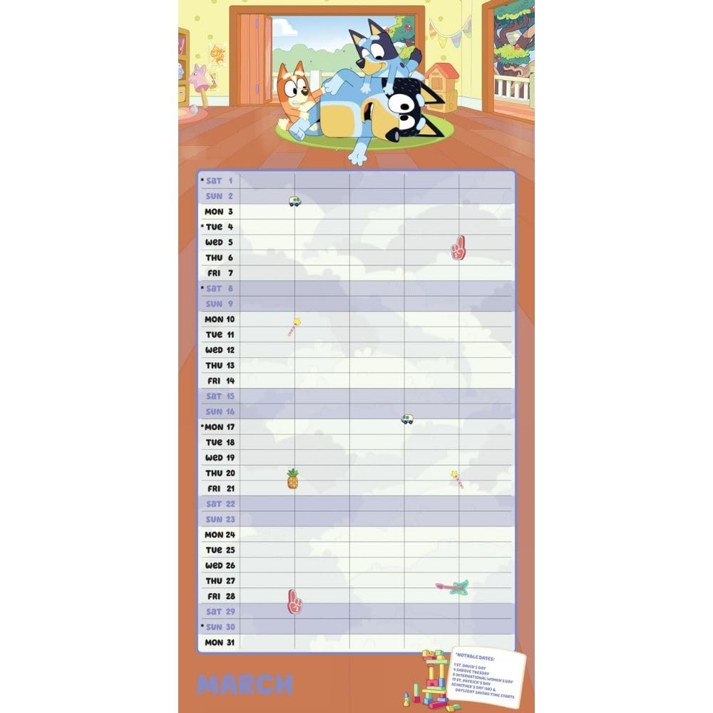 2025 Bluey Family Organiser - Square Wall Calendar