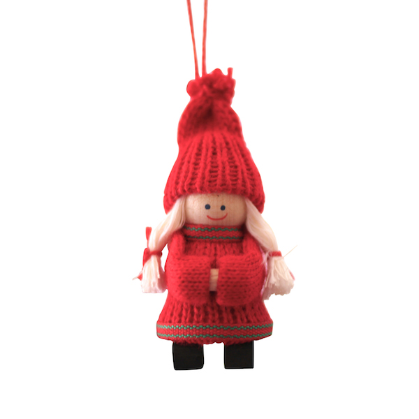 Santa Girl with clogs hanging decor ( 5 cm) - Christmas Decoration