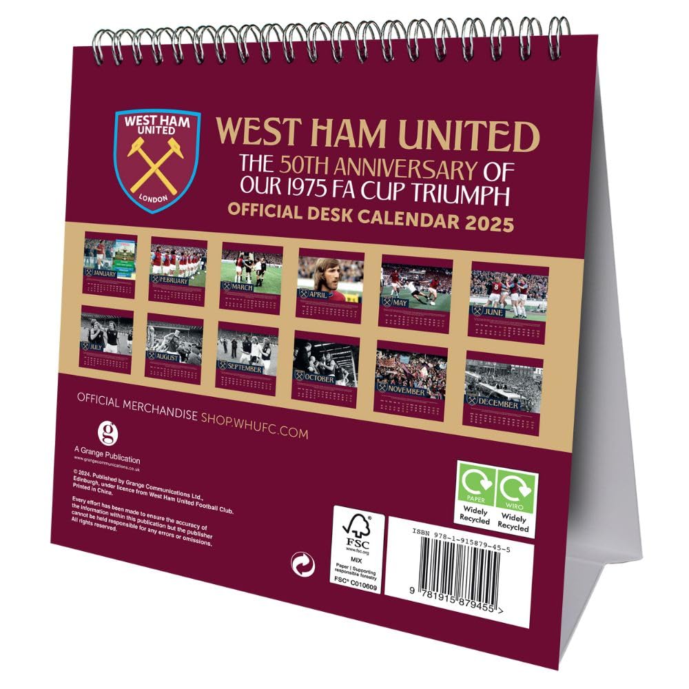 2025 West Ham United Fc - A3 Deluxe Wall Calendar