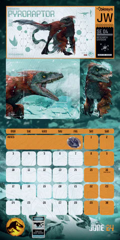 2024 Jurassic World - Square Wall Calendar
