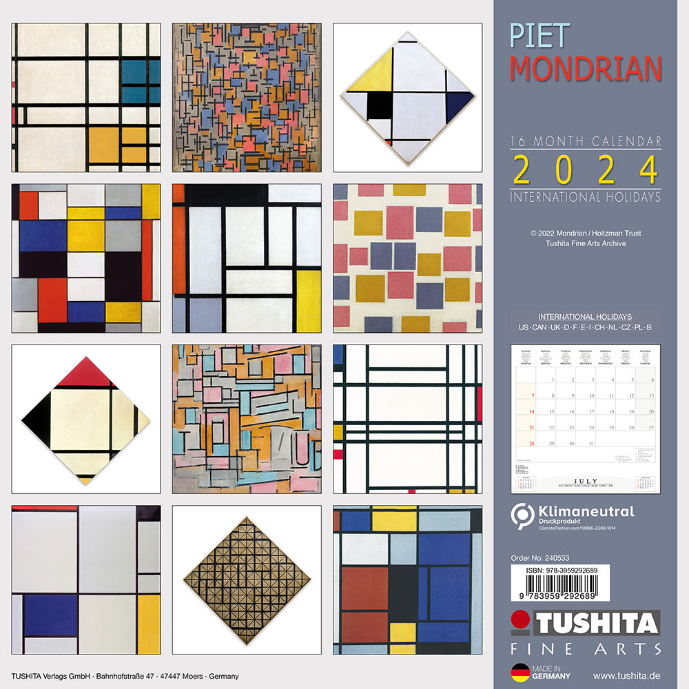 2024 Piet Mondrian Square Wall Calendar Art Calendars