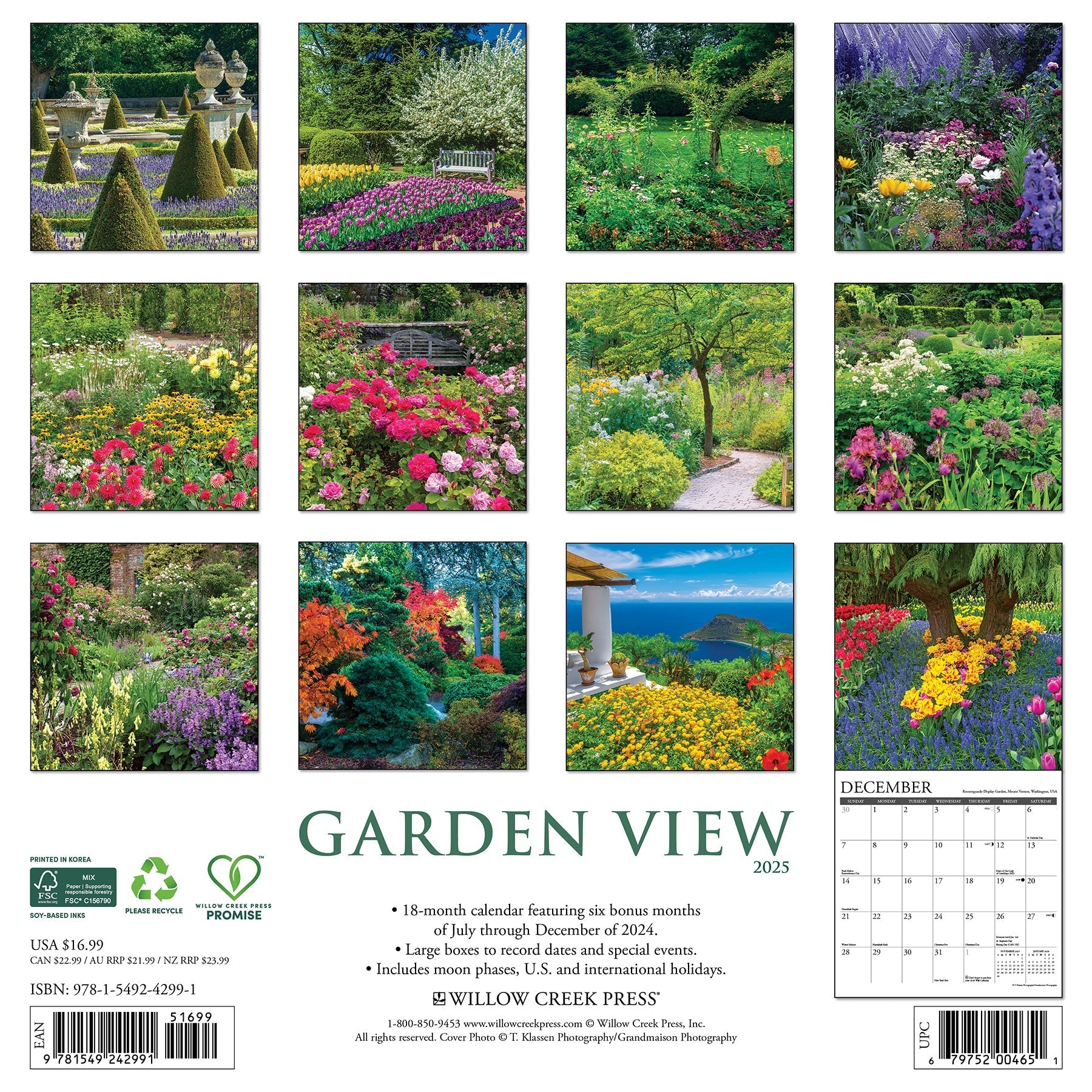 2025 Garden View - Square Wall Calendar (US Only)