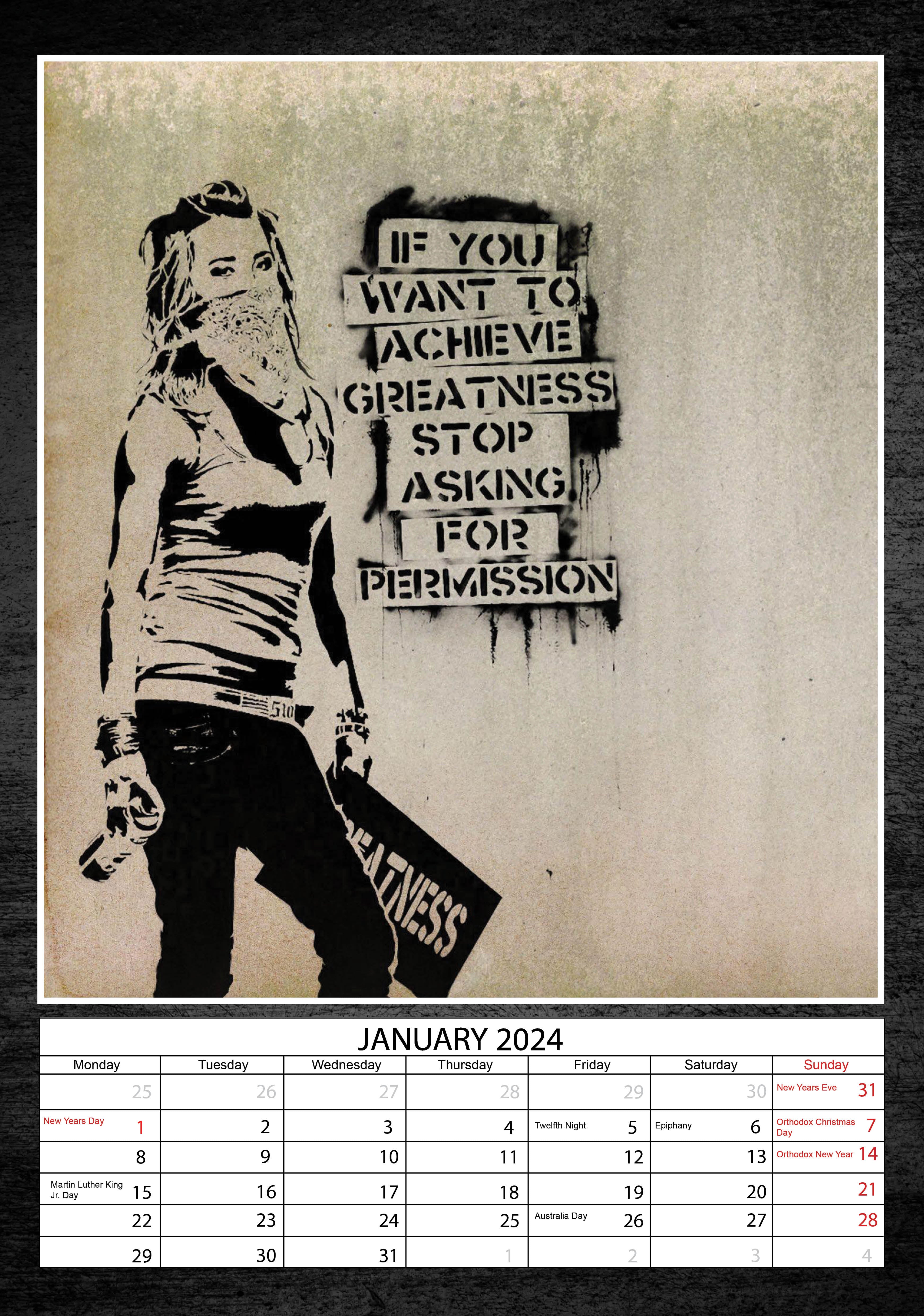 2024 Banksy A3 Wall Calendar Hollywood Idols Calendars by Call
