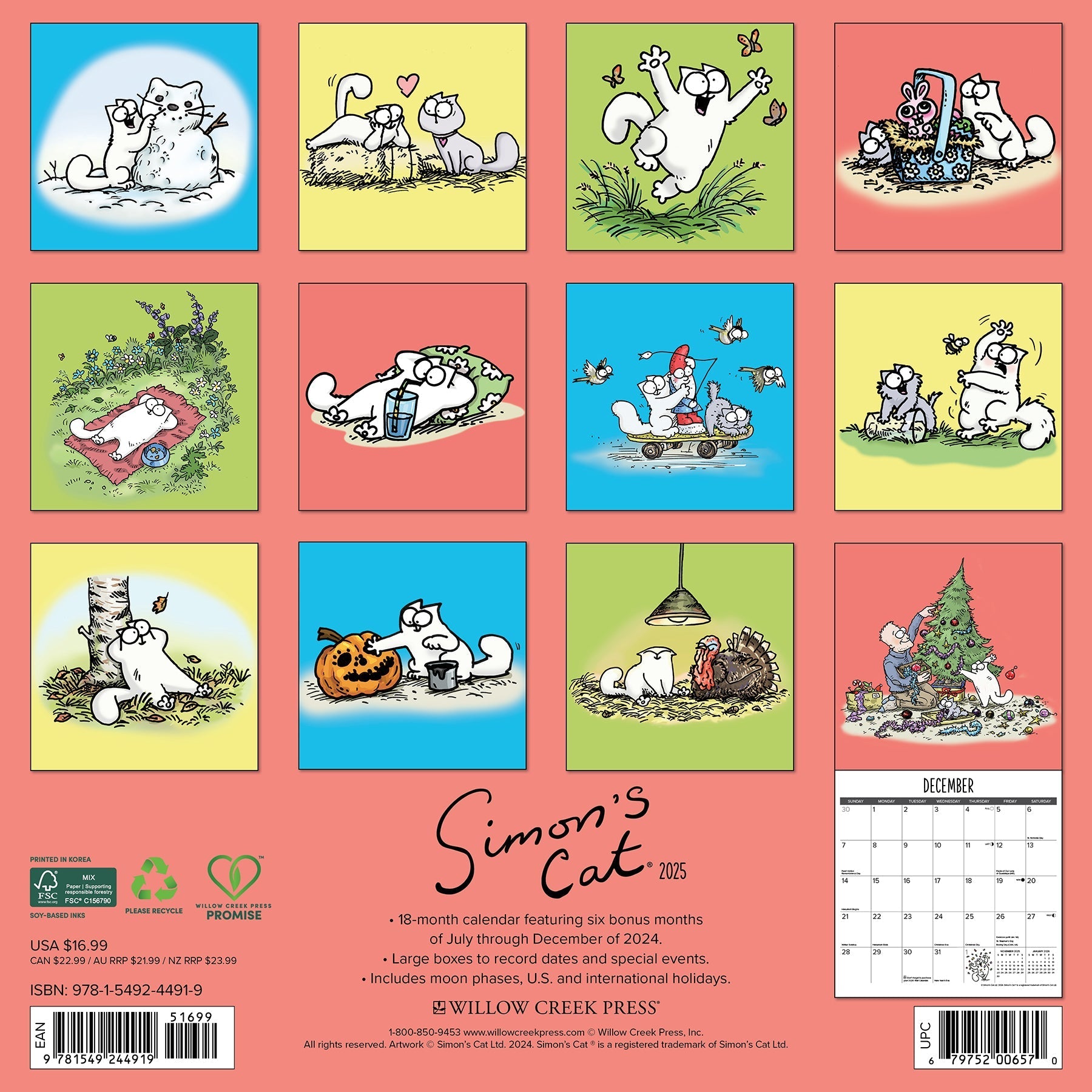 2025 Simon's Cat - Square Wall Calendar (US Only)