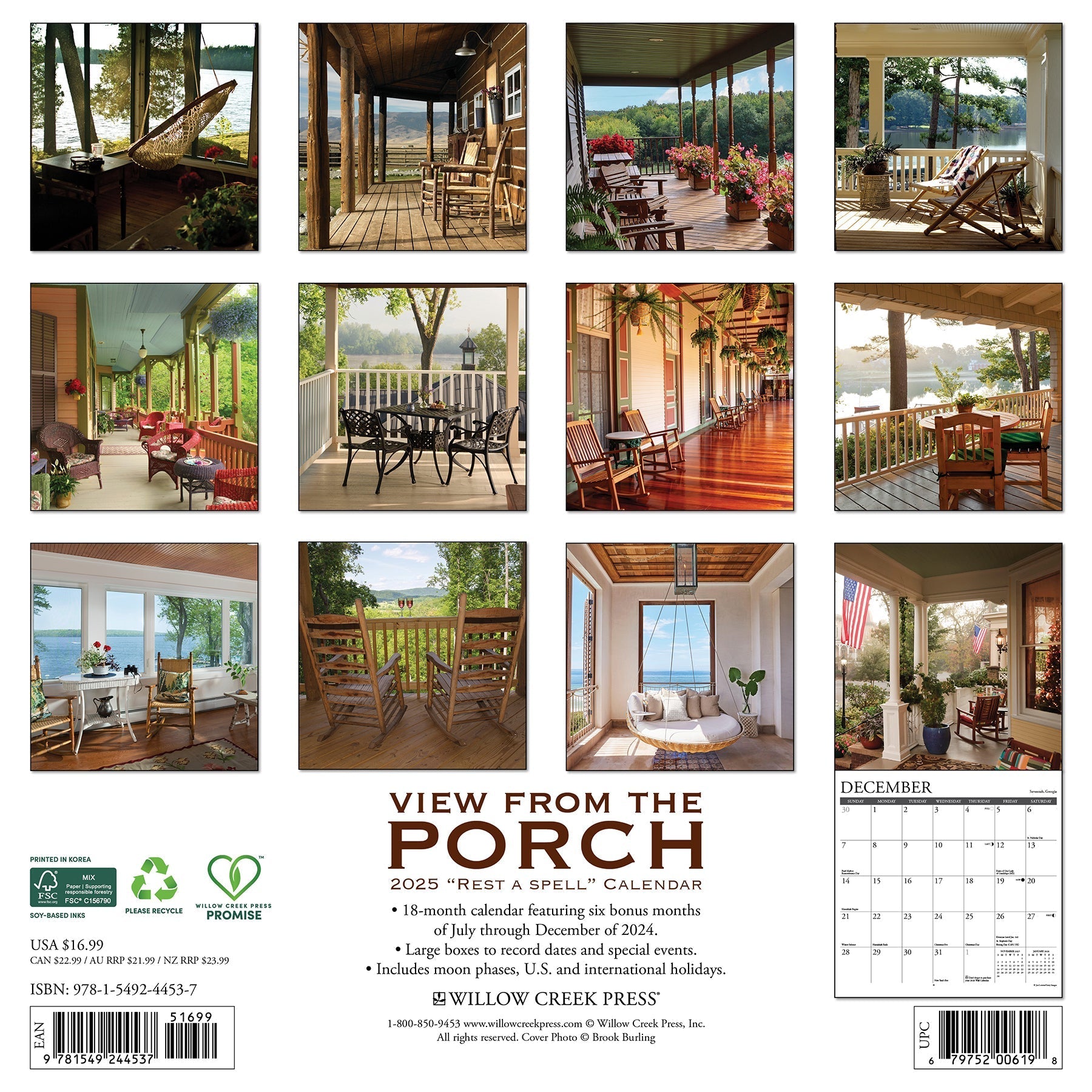 2025 Porch View - Square Wall Calendar (US Only)