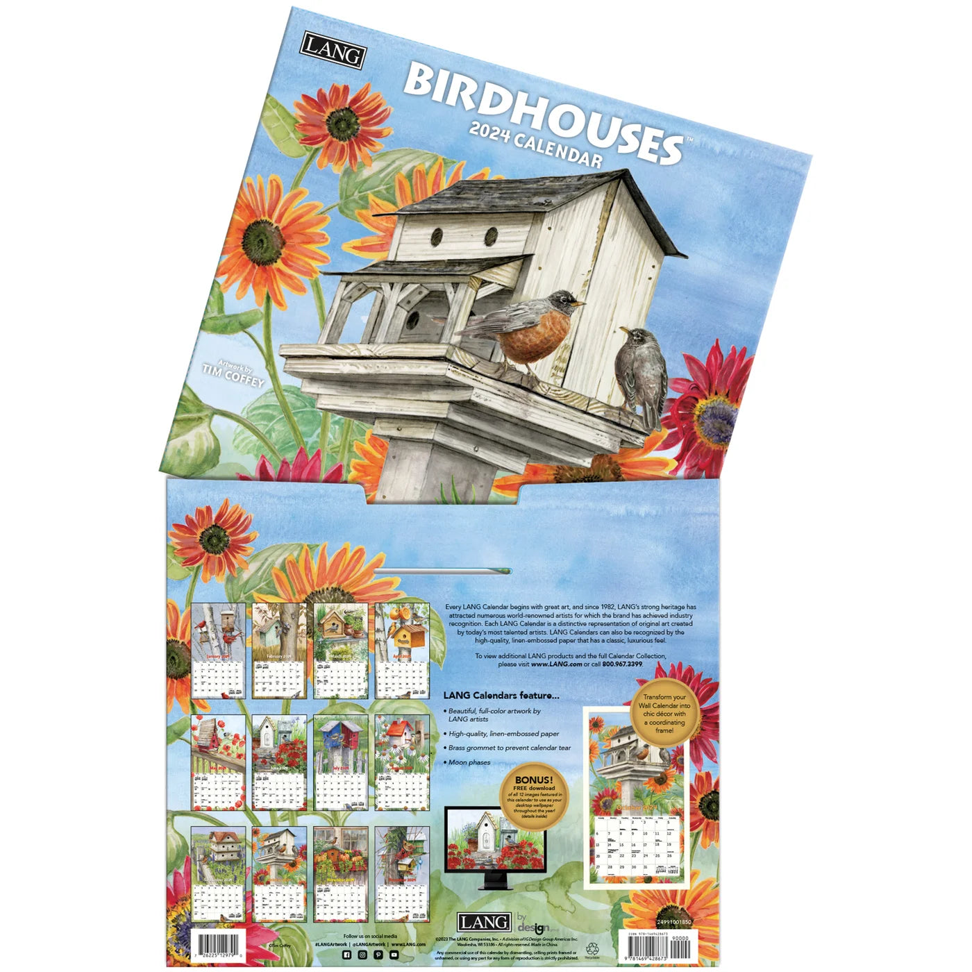 2024 LANG Birdhouses by Tim Coffey - Deluxe Wall Calendar