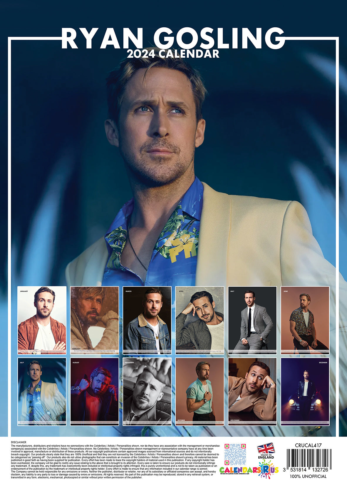 2024 Ryan Gosling v2 - A3 Wall Calendar  SOLD OUT