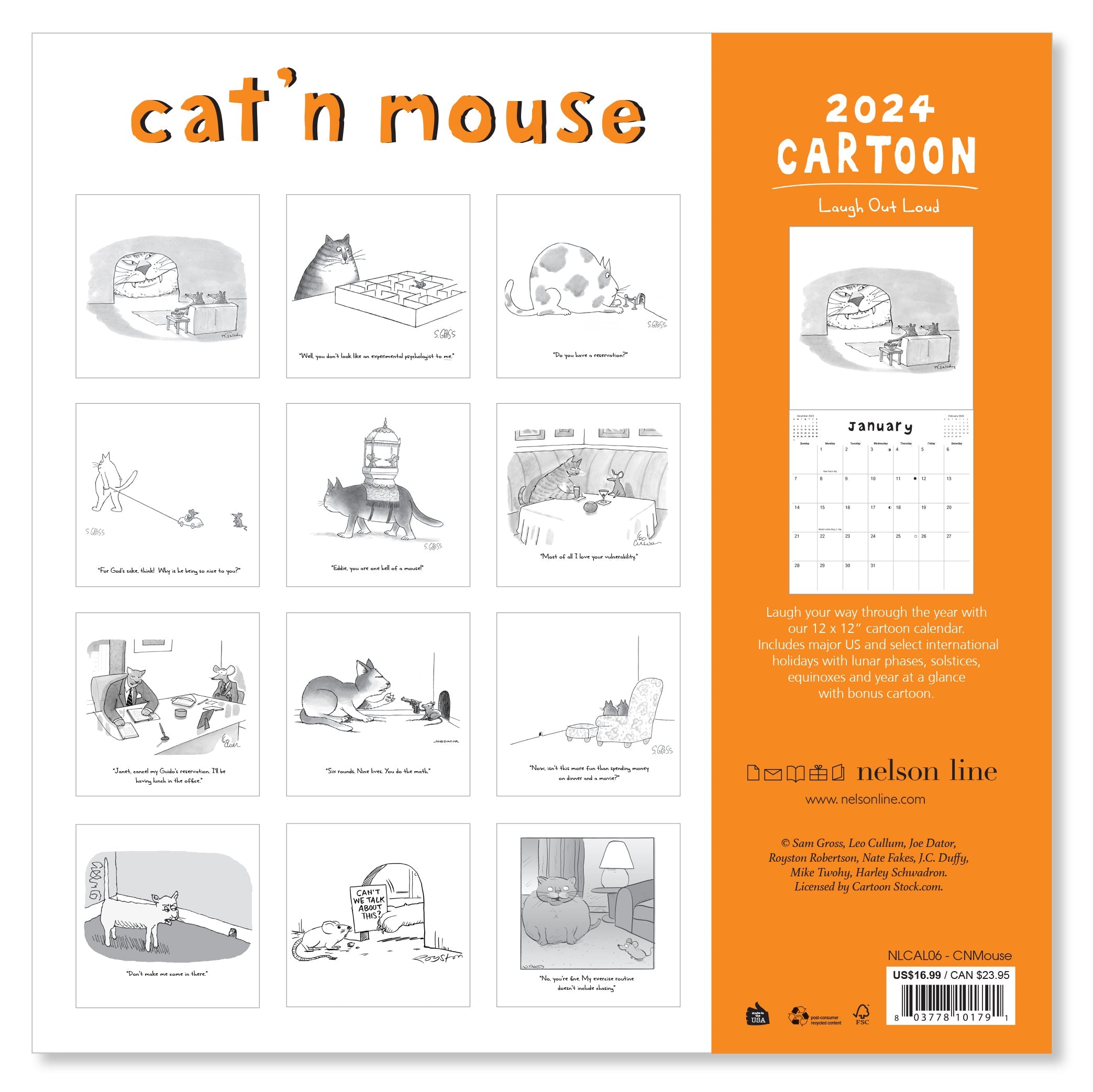 2024 Cat N Mouse - Square Wall Calendar