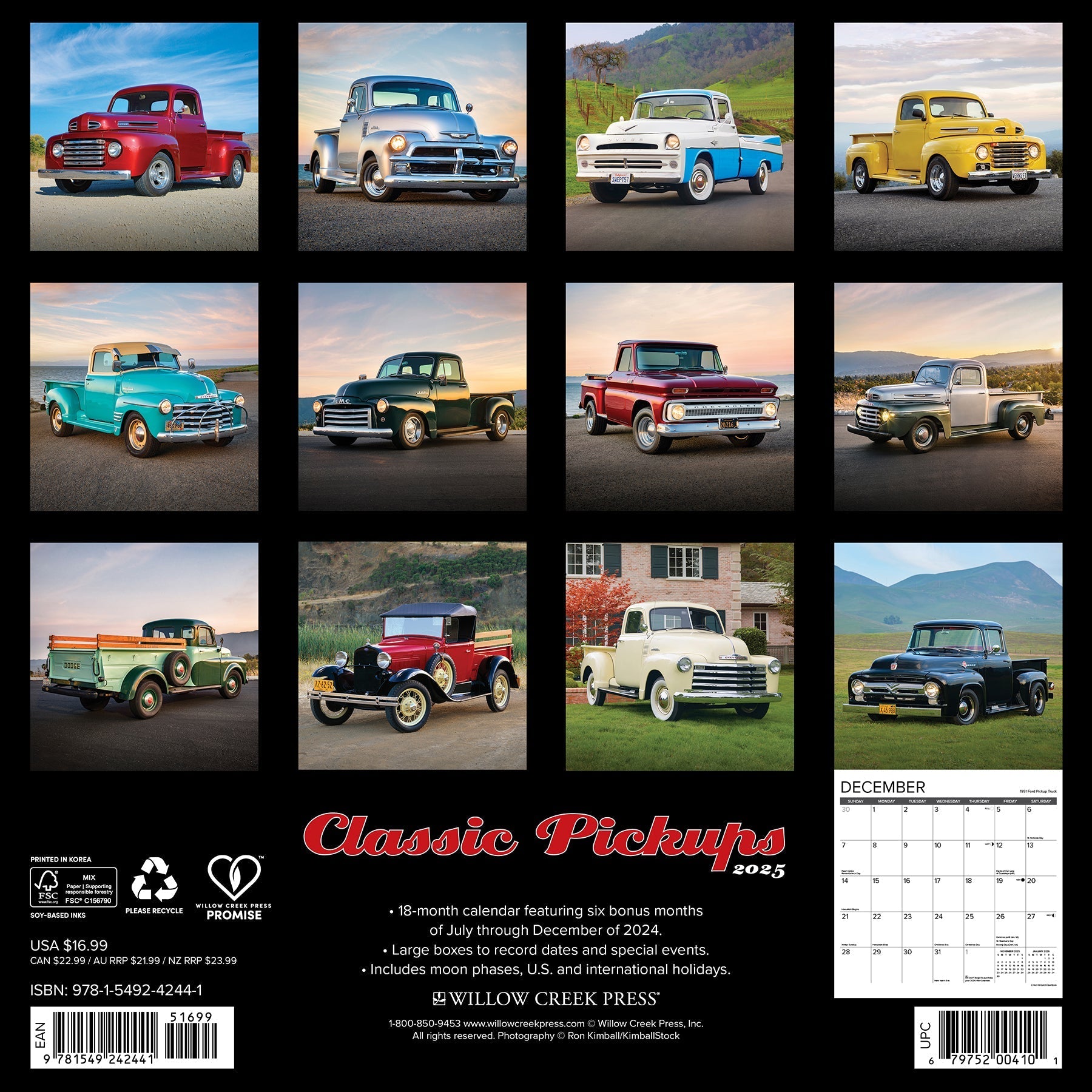 2025 Classic Pickups - Square Wall Calendar (US Only)