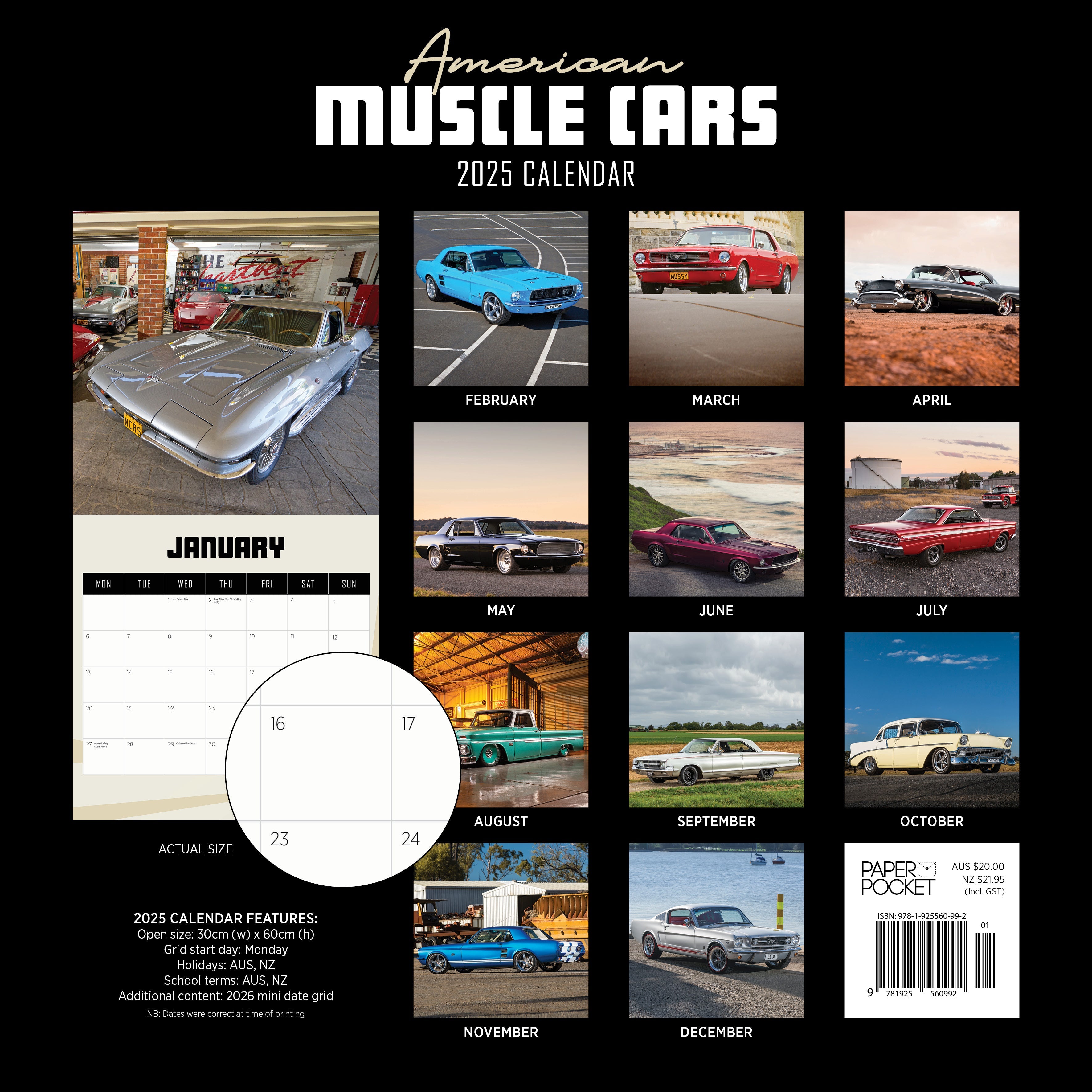 2025 American Muscle Cars - Square Wall Calendar