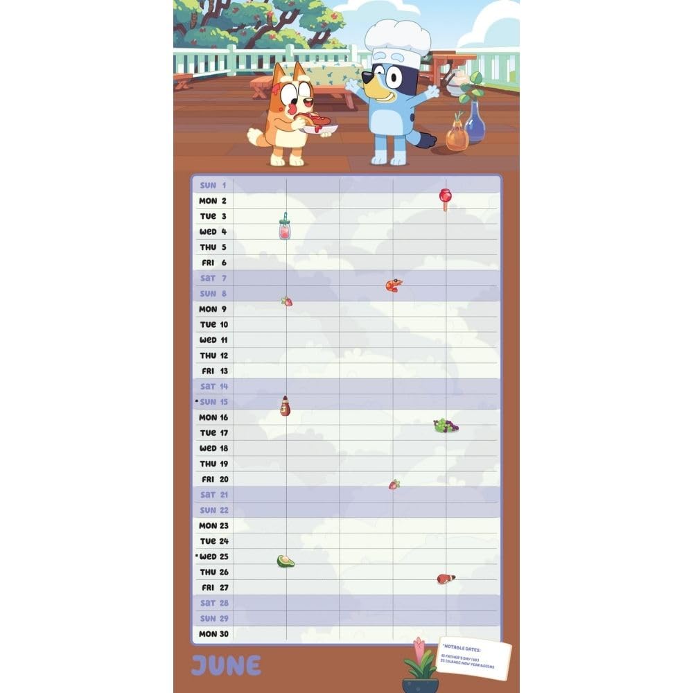 2025 Bluey Family Organiser - Square Wall Calendar