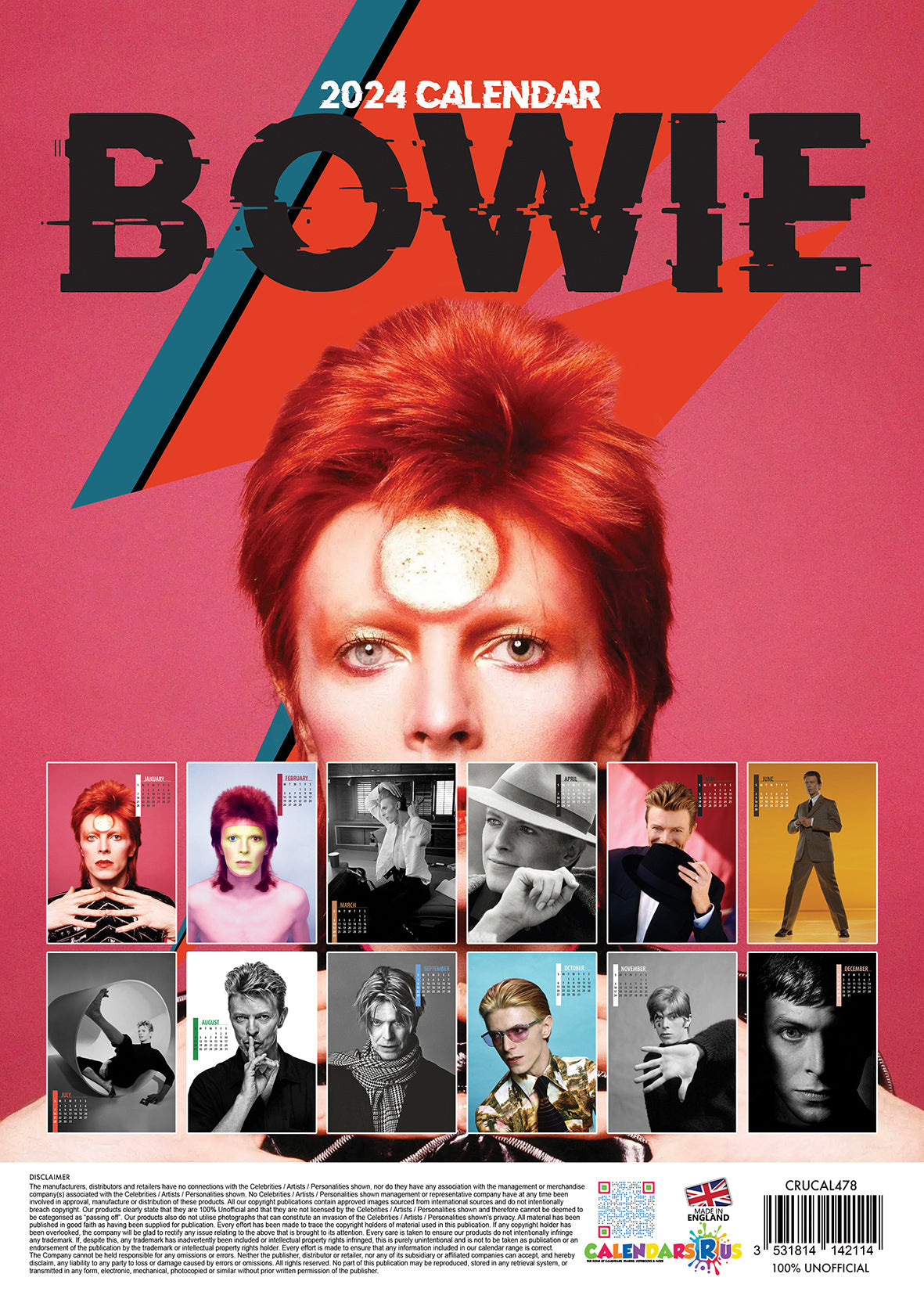 2024 David Bowie - A3 Wall Calendar