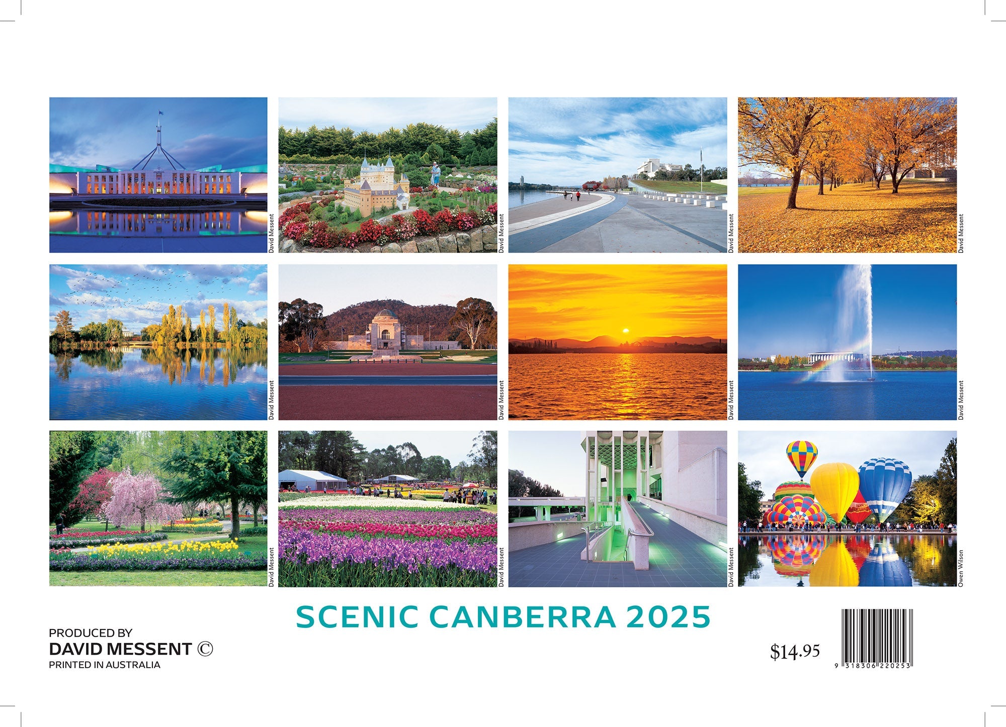 2025 Scenic Canberra By David Messent - Horizontal Wall Calendar