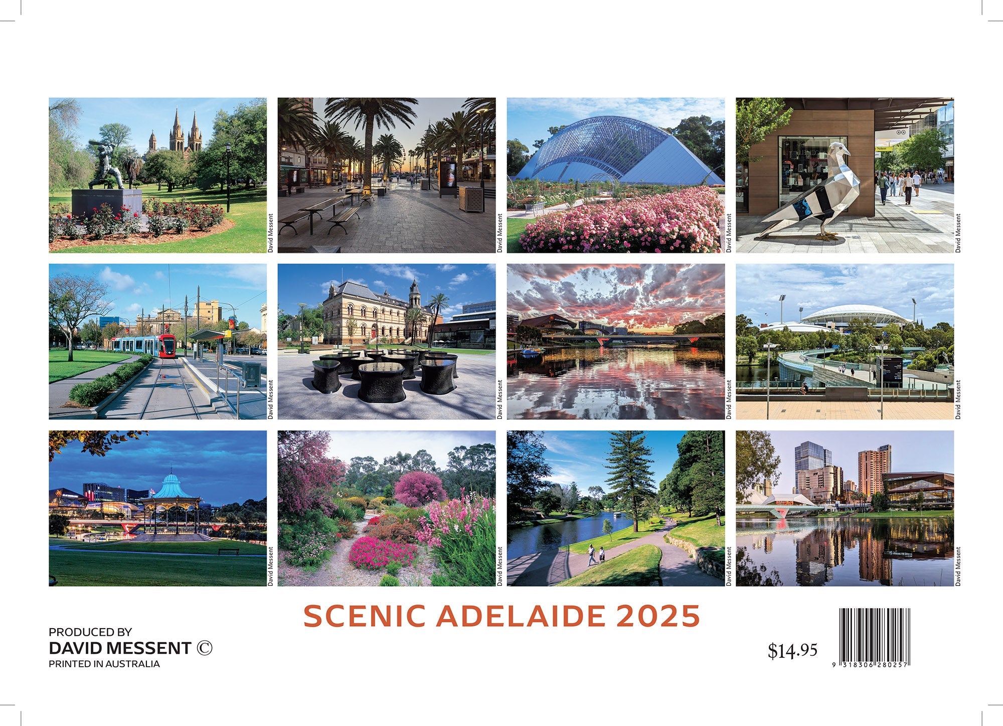 2025 Scenic Adelaide By David Messent - Horizontal Wall Calendar