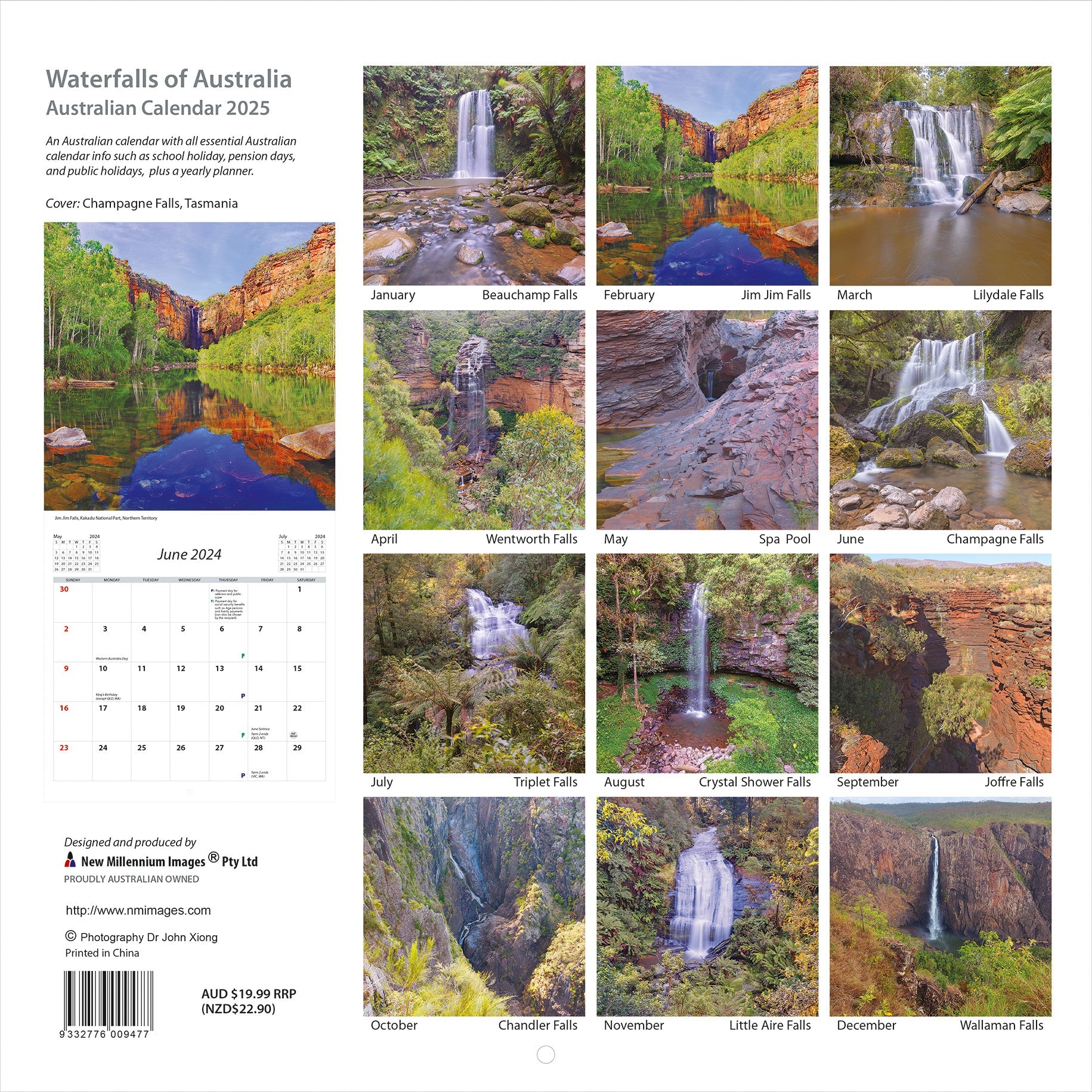 2025 Waterfalls Of Australia - Square Wall Calendar