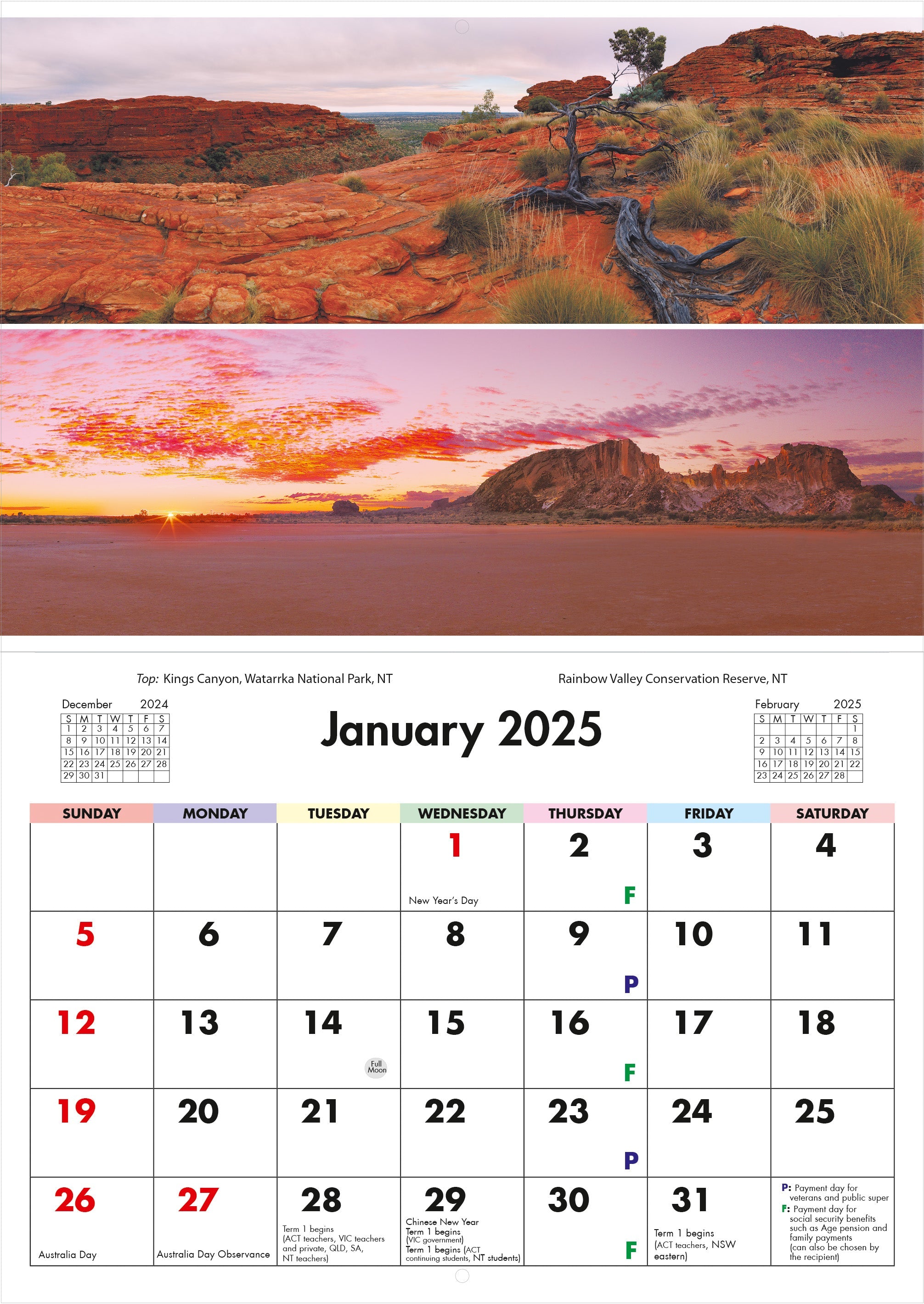 2025 Australian Impressions - Horizontal Wall Calendar