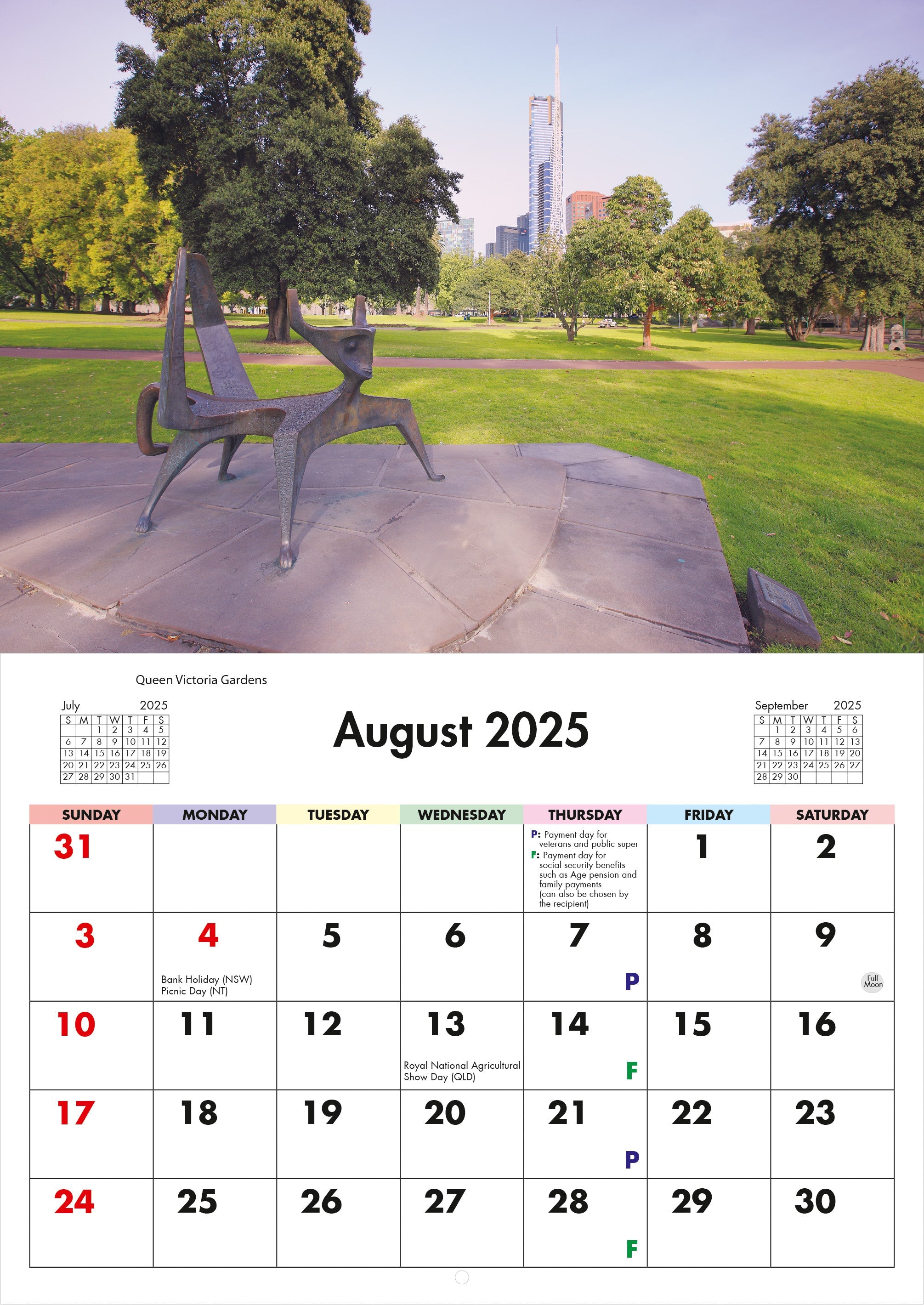 2025 Melbourne - Horizontal Wall Calendar