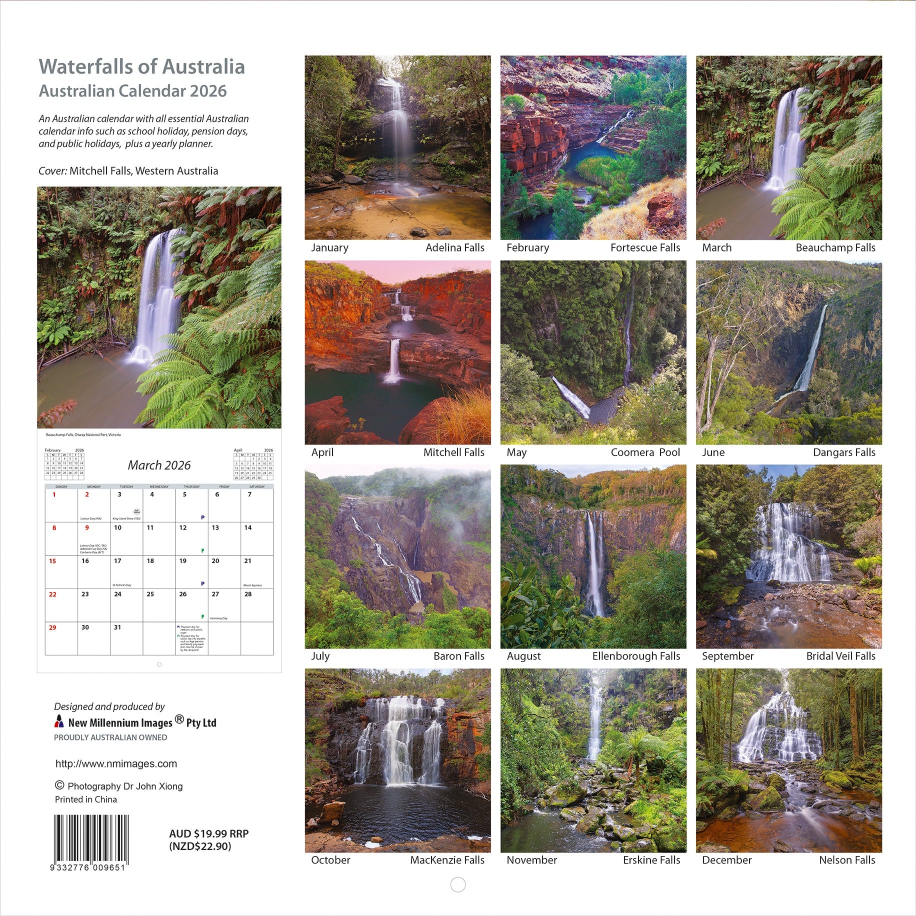 2026 Waterfalls Of Australia - Square Wall Calendar
