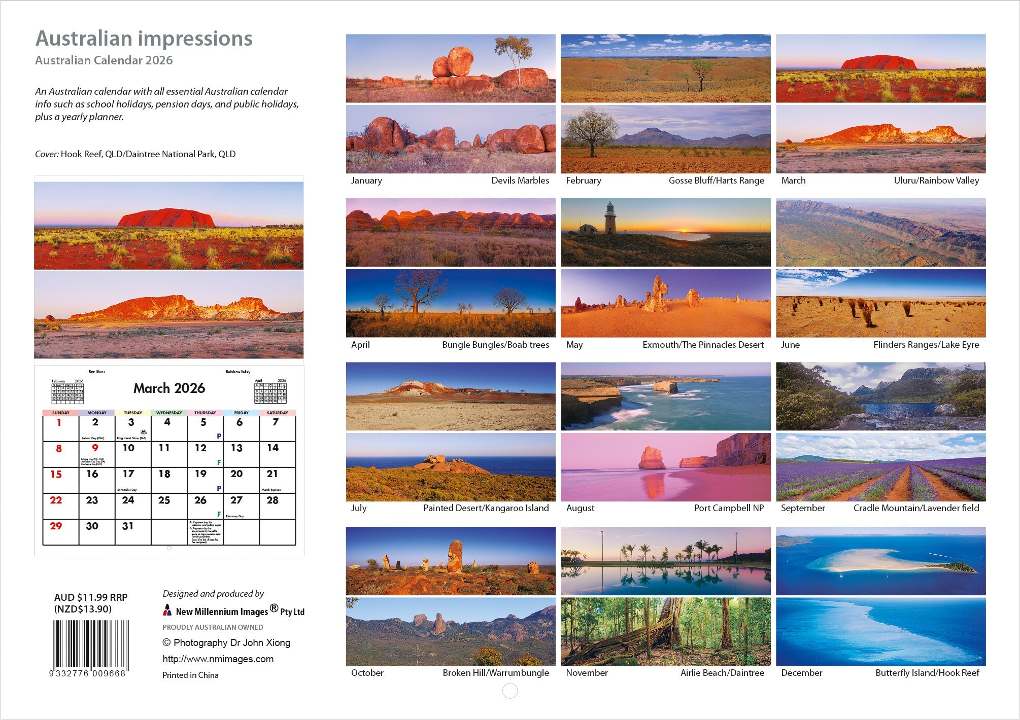 2026 Australian Impressions - Horizontal Wall Calendar