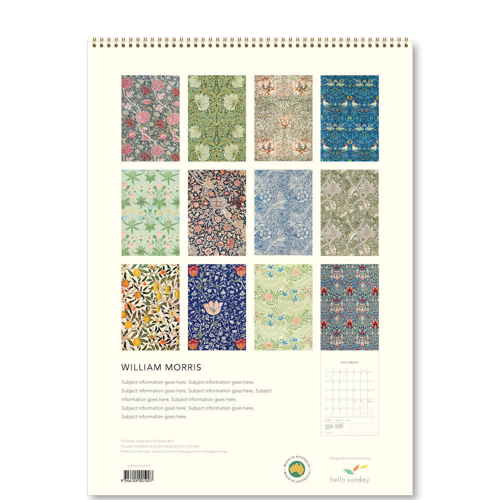 2025 William Morris - Deluxe Wall Calendar