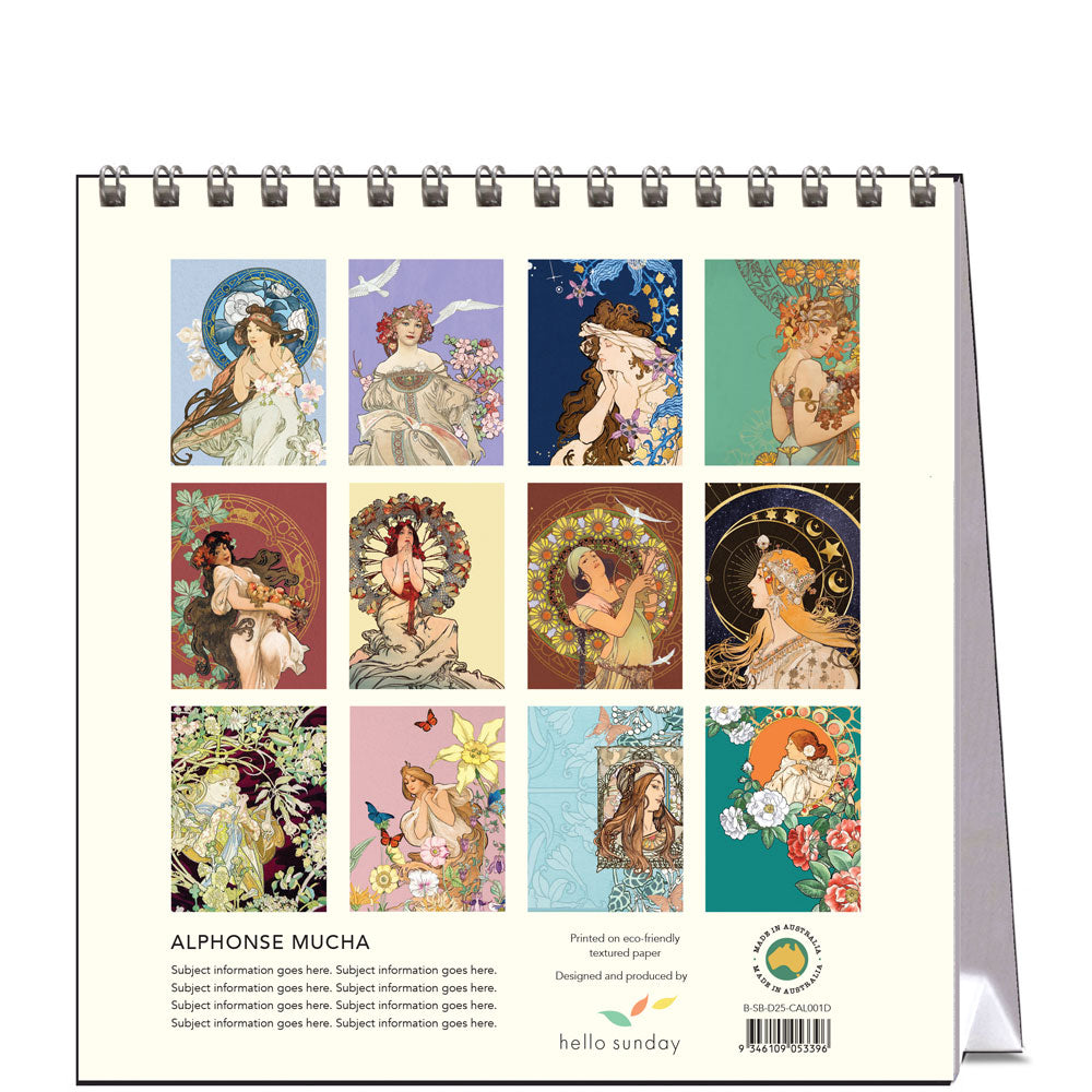 2025 Alphonse Mucha - Desk Easel Calendar