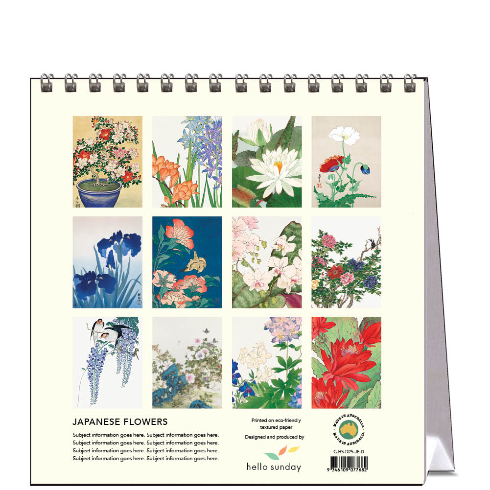 2025 Japanese Flowers - Desk Easel Calendar