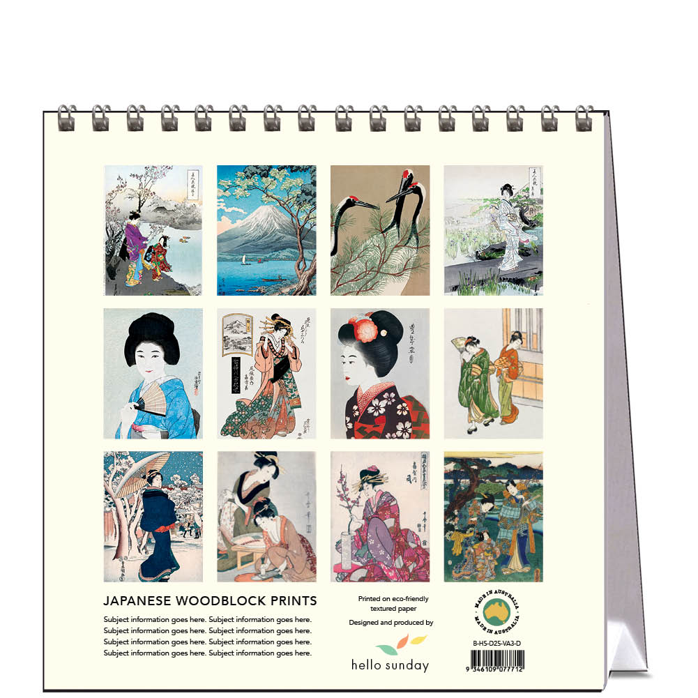 2025 Japanese Woodblock Prints - Desk Easel Calendar