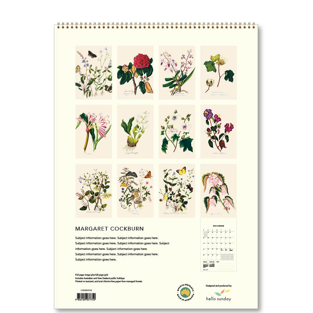 2025 Margaret Cockburn Flowers - Deluxe Wall Calendar