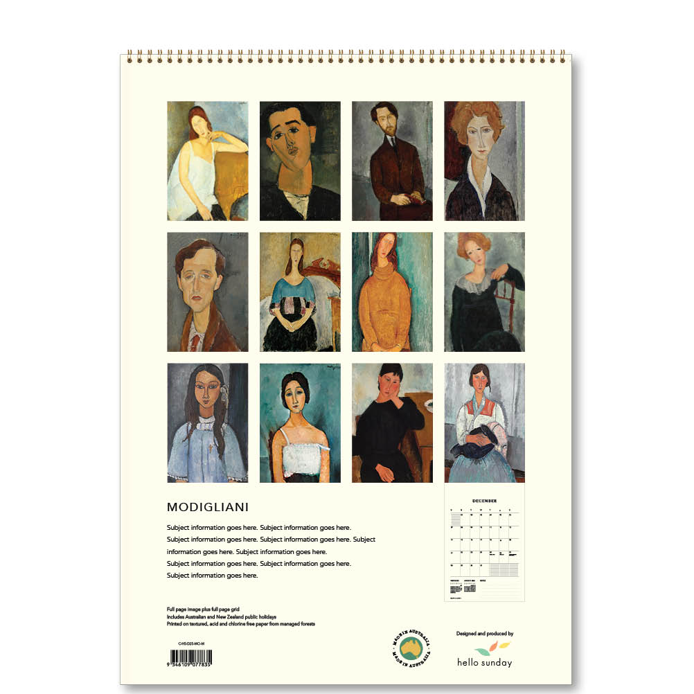 2025 Modigliani - Deluxe Wall Calendar