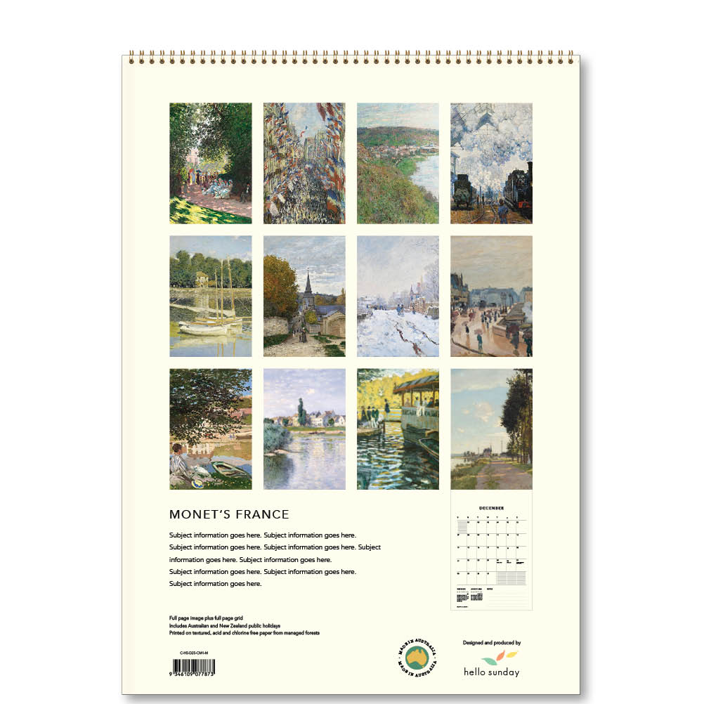 2025 Monet's France - Deluxe Wall Calendar