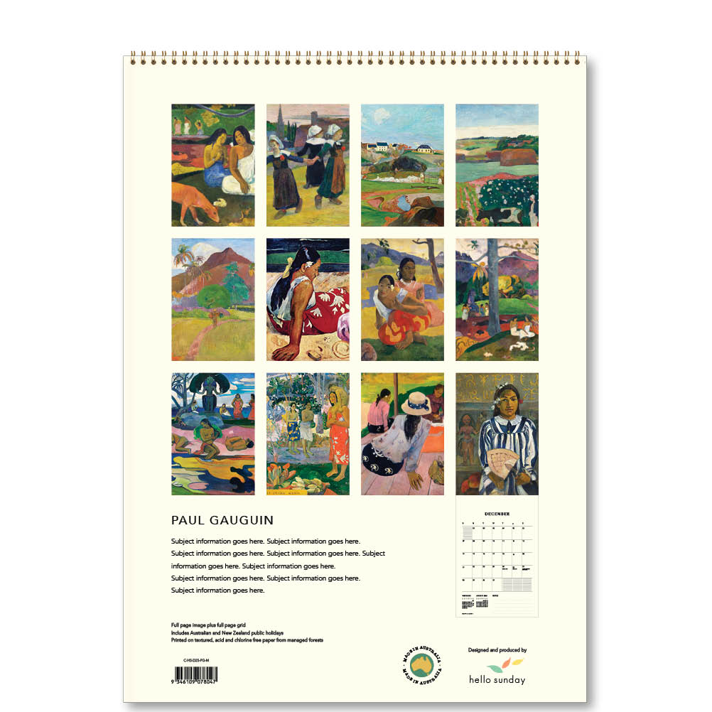 2025 Paul Gauguin - Deluxe Wall Calendar