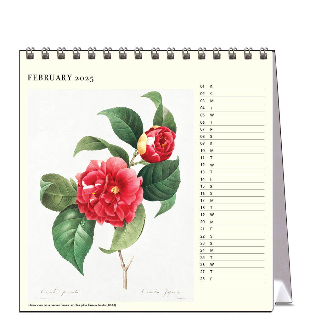 2025 Redoute's Flowers - Desk Easel Calendar