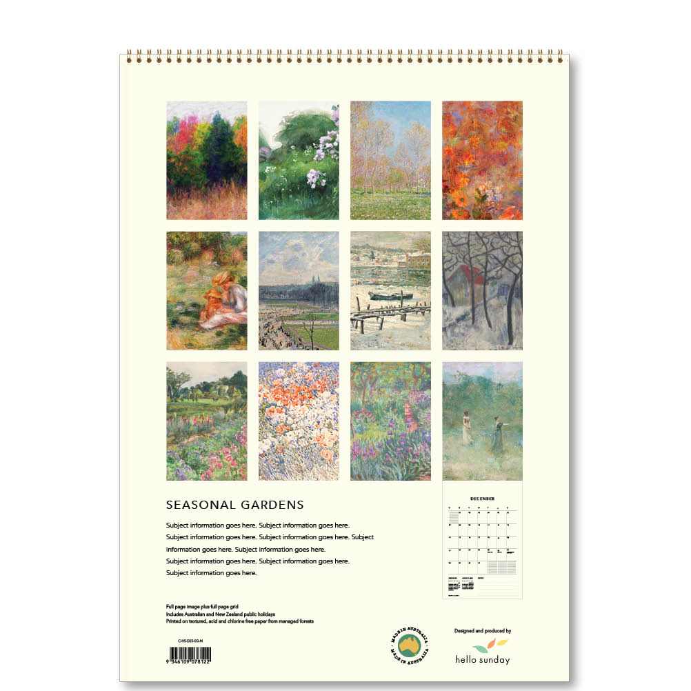 2025 Seasonal Gardens - Deluxe Wall Calendar