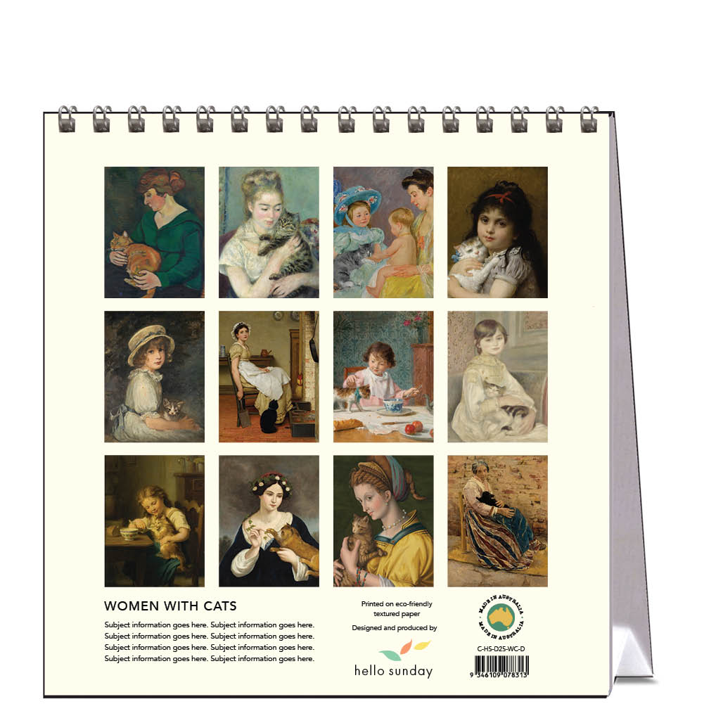 2025 Women with Cats - Desk Easel Calendar