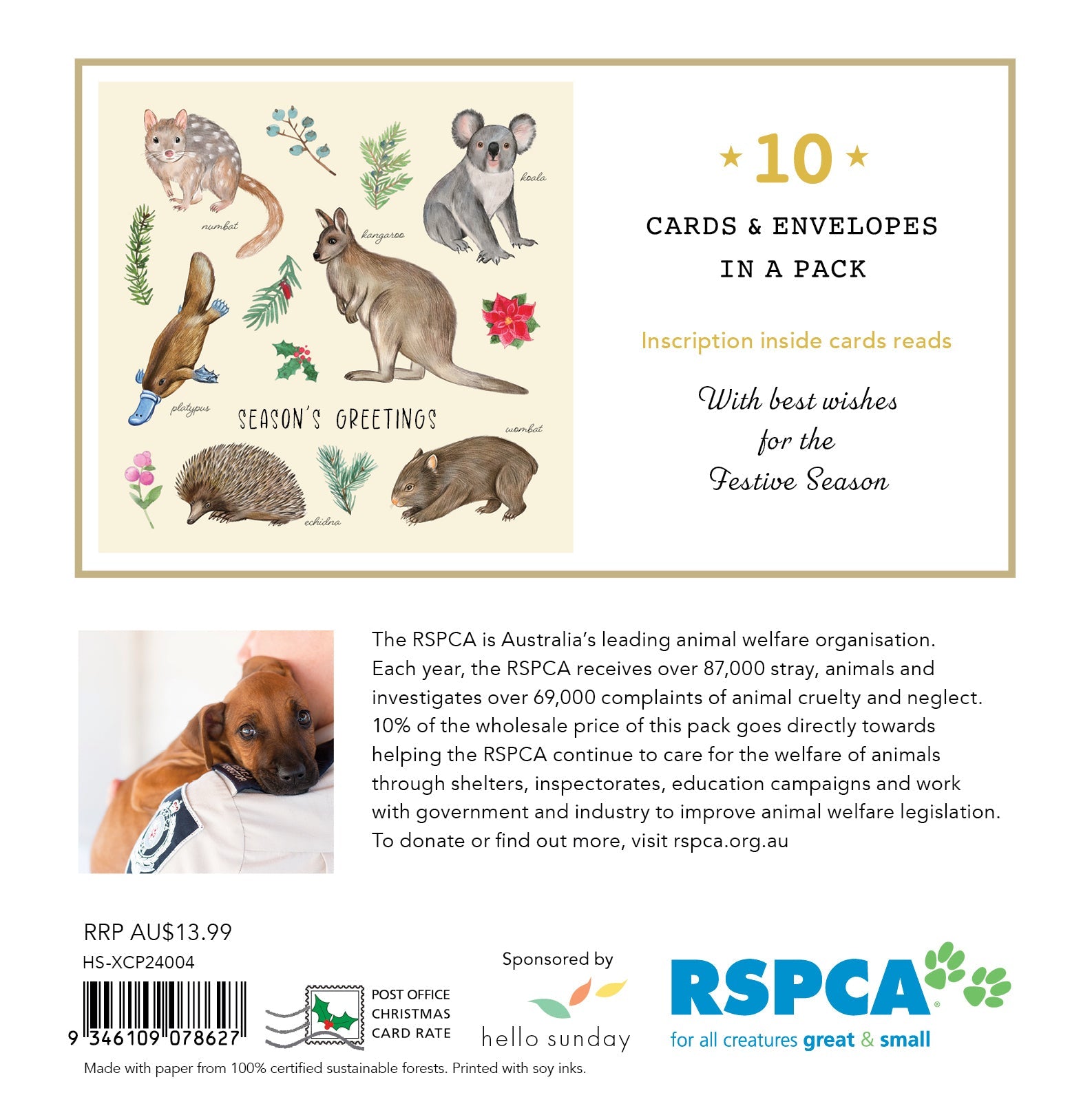 RSPCA - Australian Fauna - 10 Charity Christmas Cards Pack