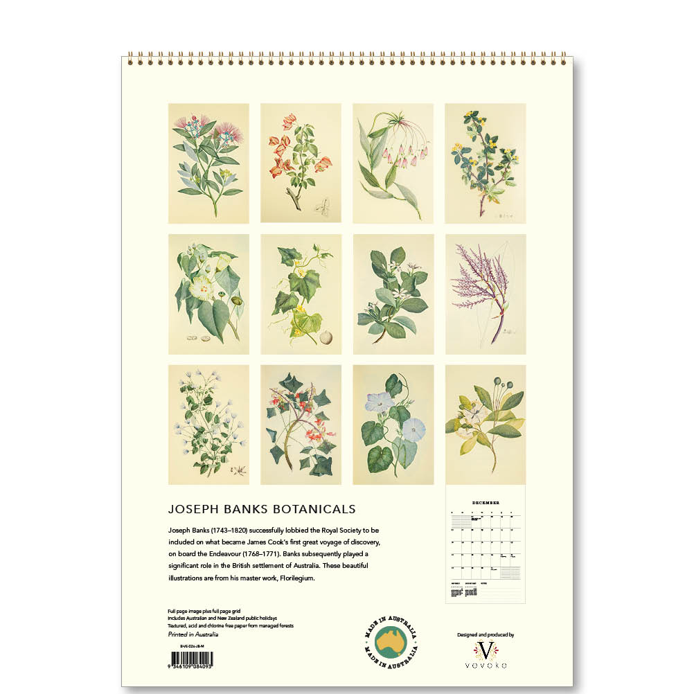 2026 Joseph Banks Botanicals - HMS Endeavour - Deluxe Wall Calendar