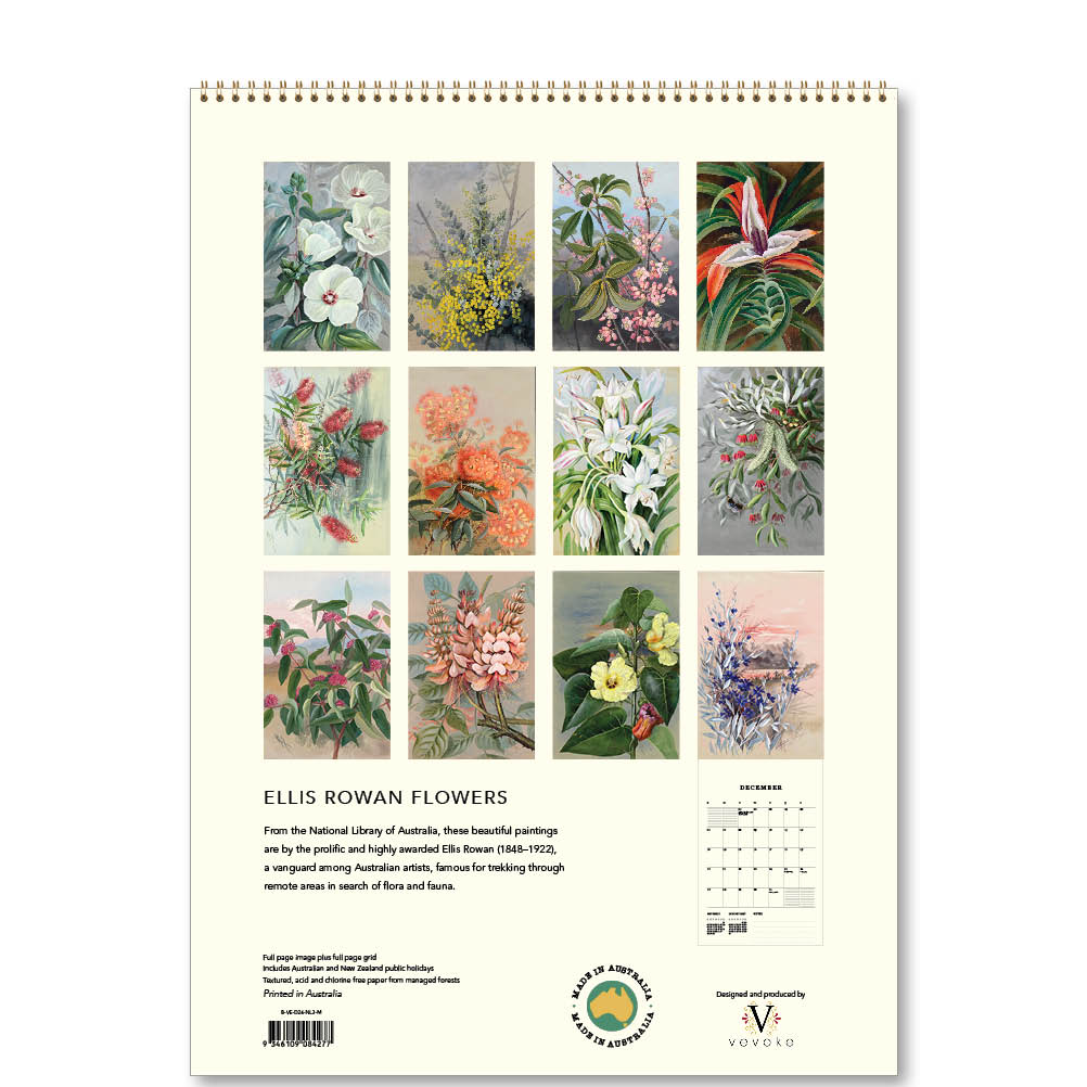 2026 Ellis Rowan Flowers - Australian Artist - Deluxe Wall Calendar