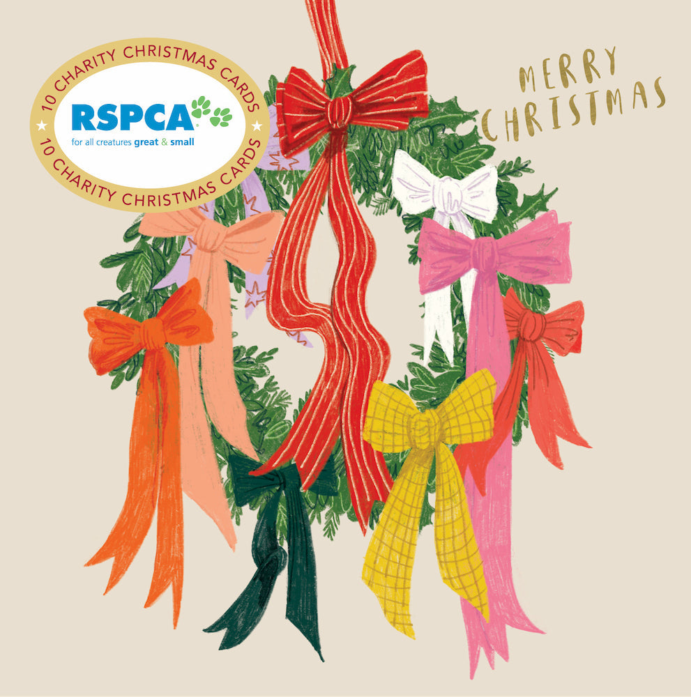 RSPCA - Weath Of Ribbons - 10 Charity Christmas Cards Pack