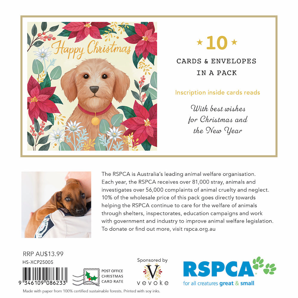 RSPCA - Christmas Dog - 10 Charity Christmas Cards Pack