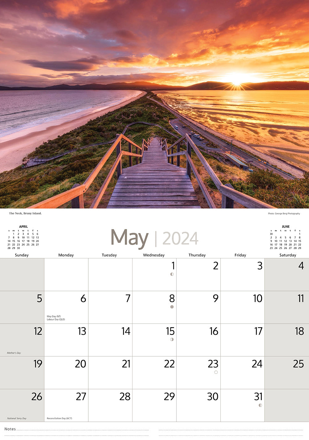 2024 Around Tasmania (by Artique) - Horizontal Wall Calendar