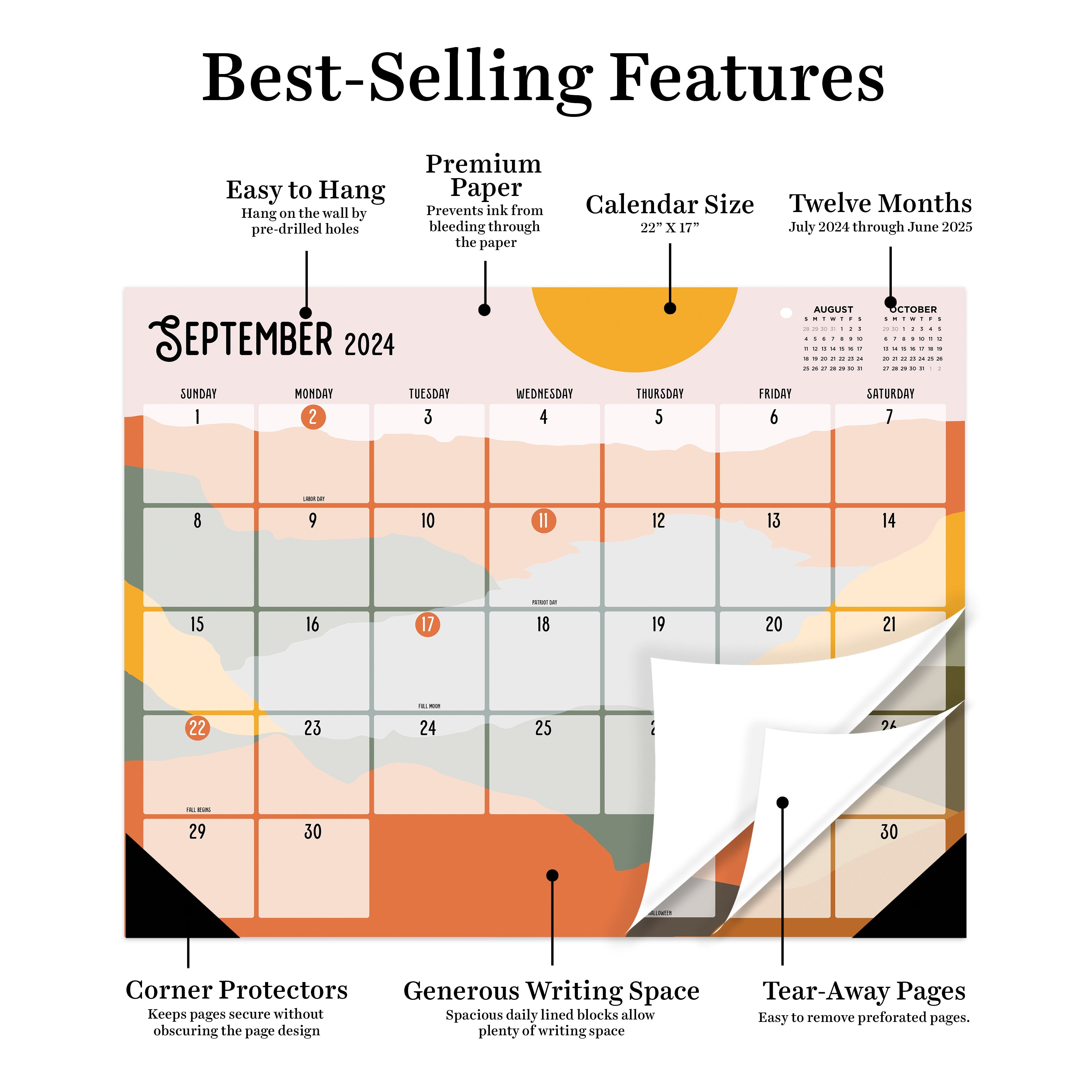 July 2024 - June 2025 Landscapes - Large Monthly Desk Pad Blotter Academic Calendar