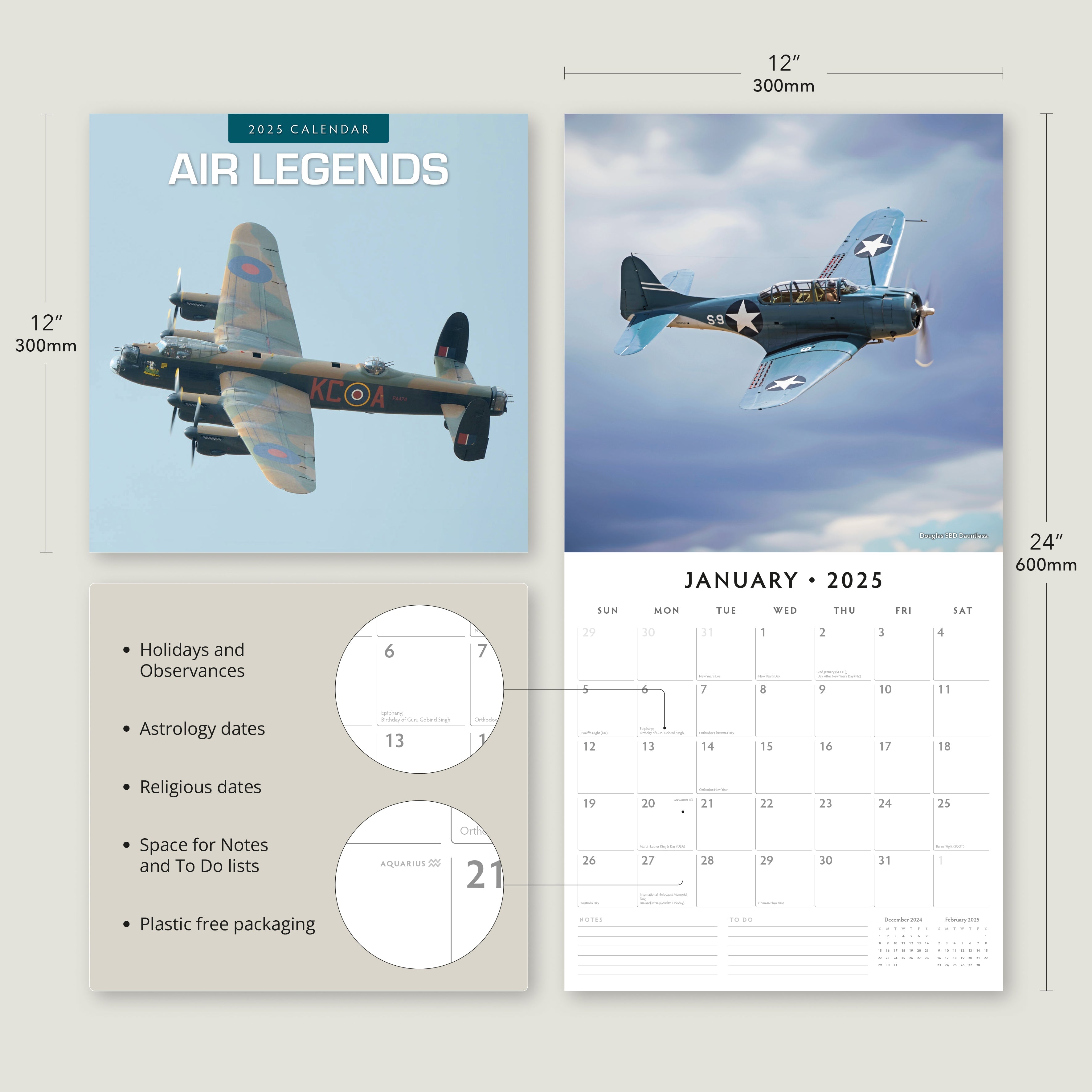 2025 Air Legends - Square Wall Calendar