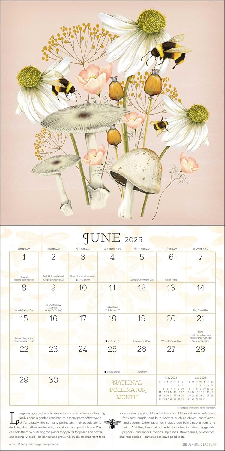 2025 Praise for the Pollinators - Square Wall Calendar