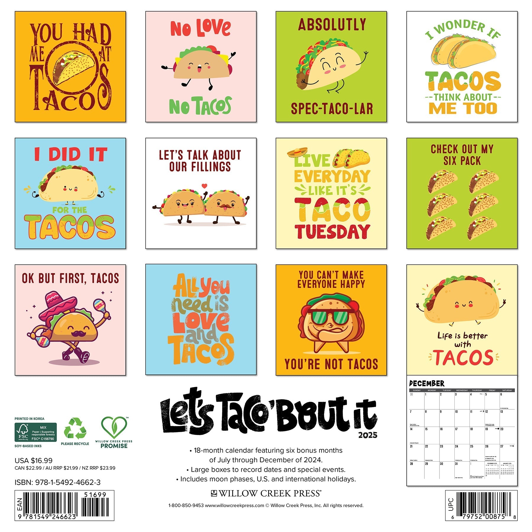 2025 Let's Taco About It - Square Wall Calendar (US Only)